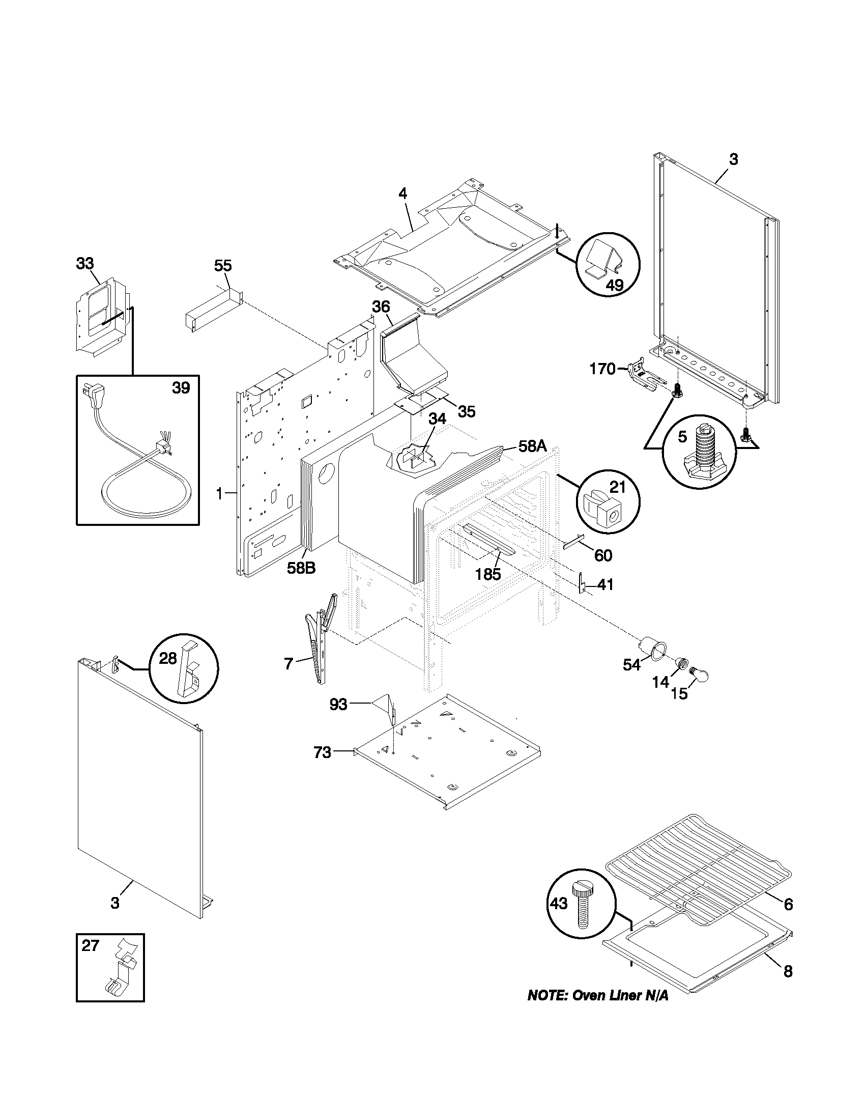 Tappan TGF326WHTD body diagram