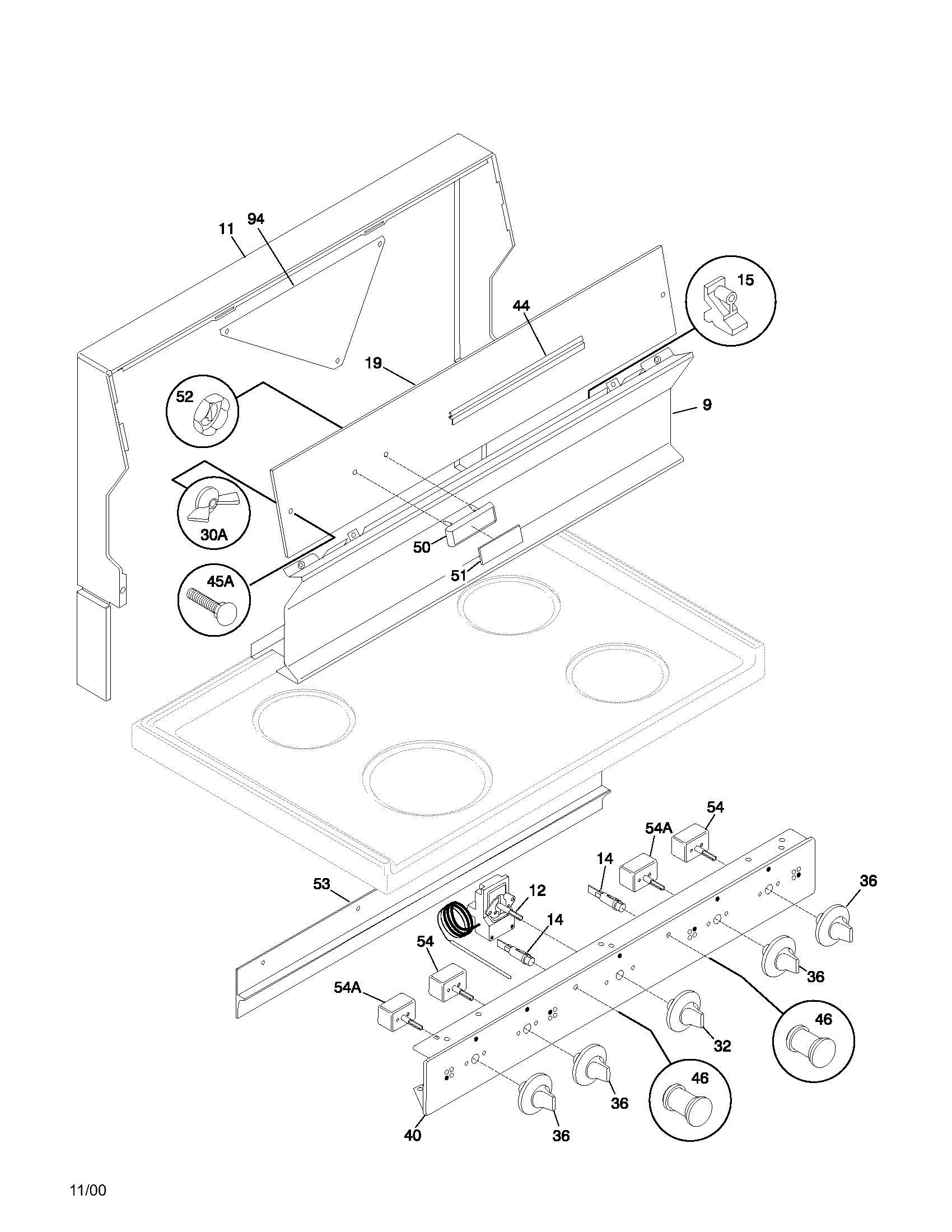 Universal/Multiflex (Frigidaire) MEF331BHDB backguard diagram