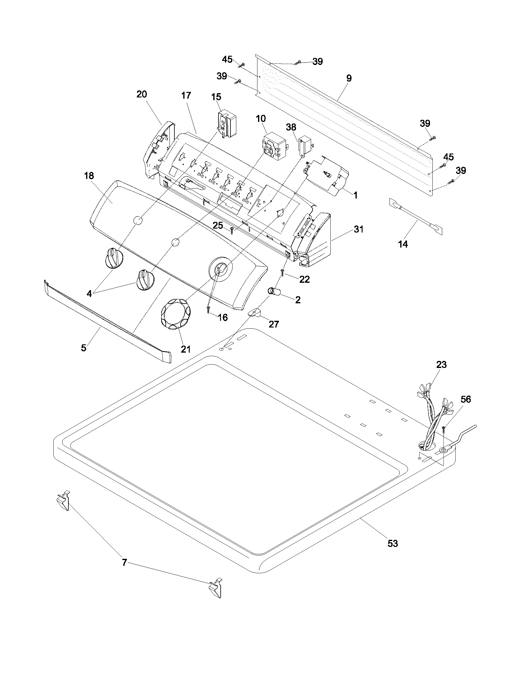 Frigidaire GLER331AS0 control panel diagram