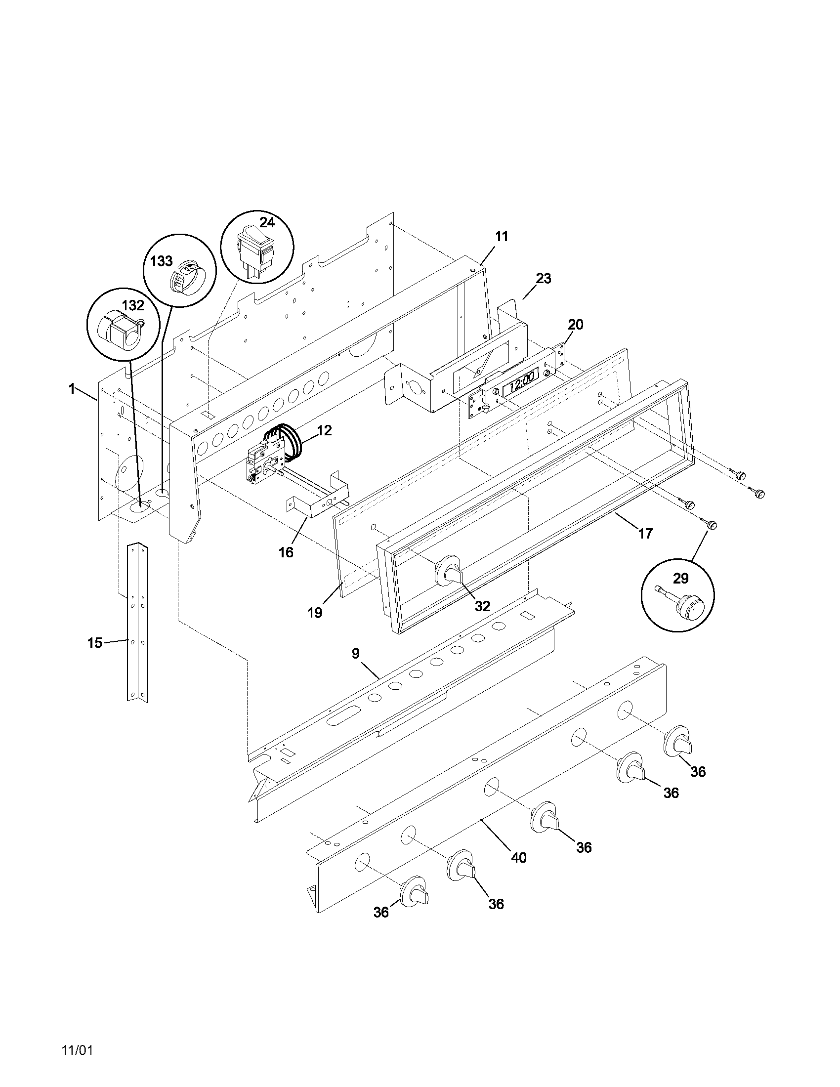 Tappan TGF605WFU1 backguard diagram