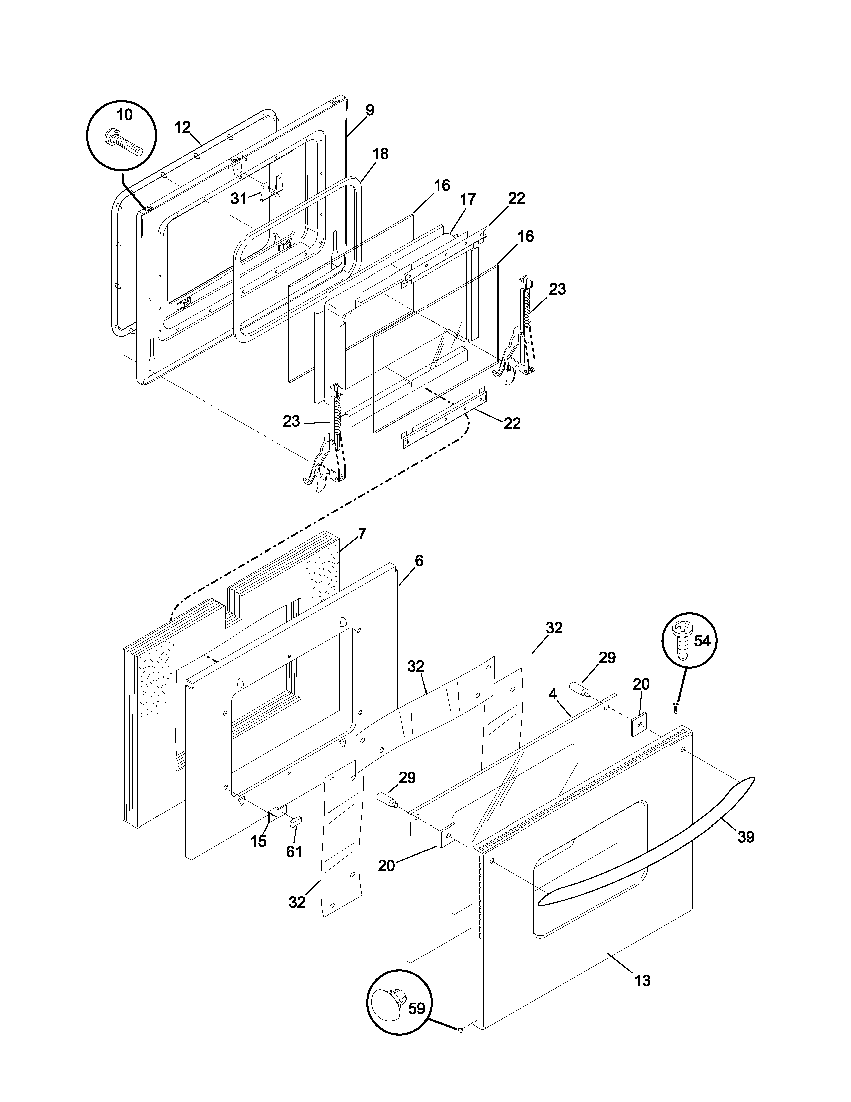 Frigidaire PLEB27T8ACA door diagram
