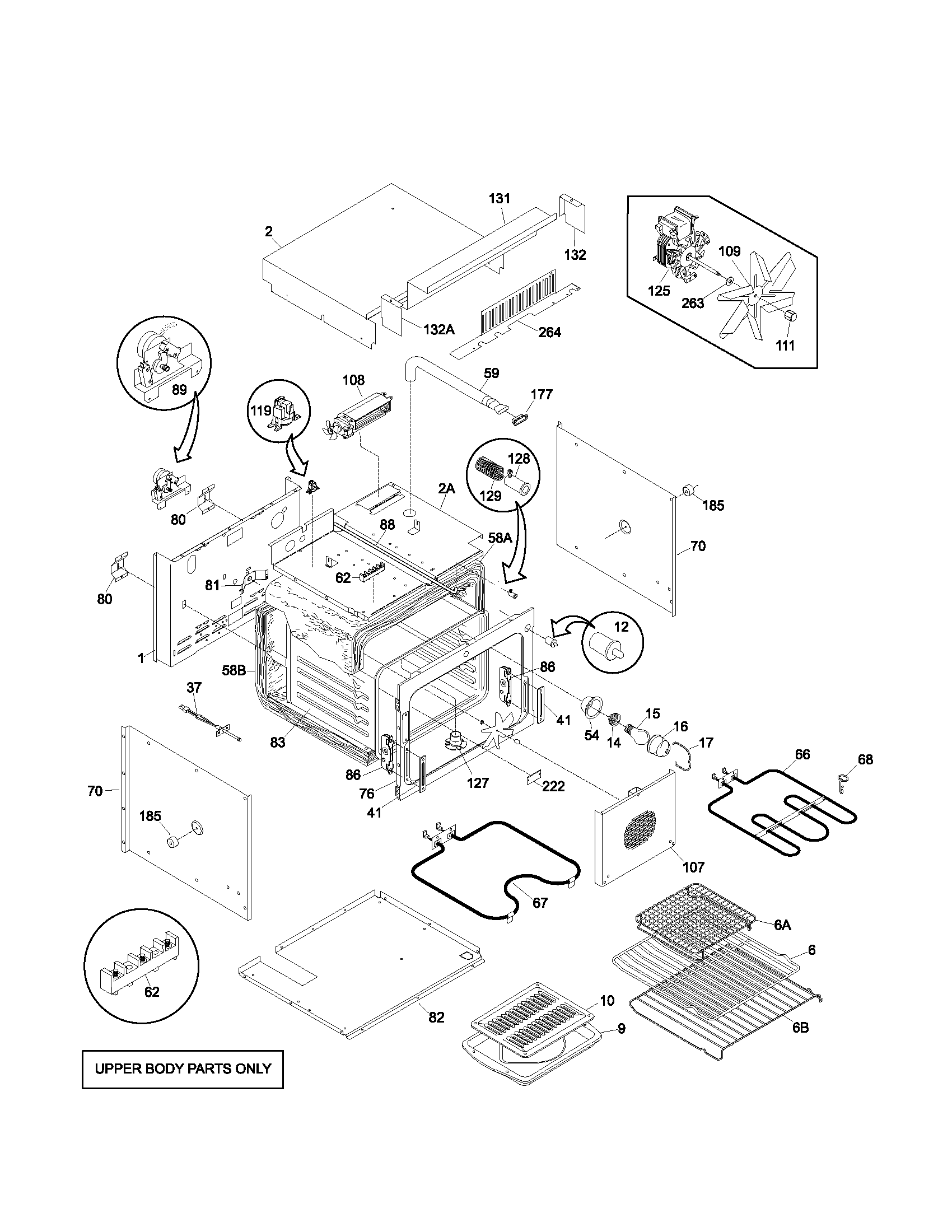 Frigidaire PLEB30T8ACA upper oven diagram