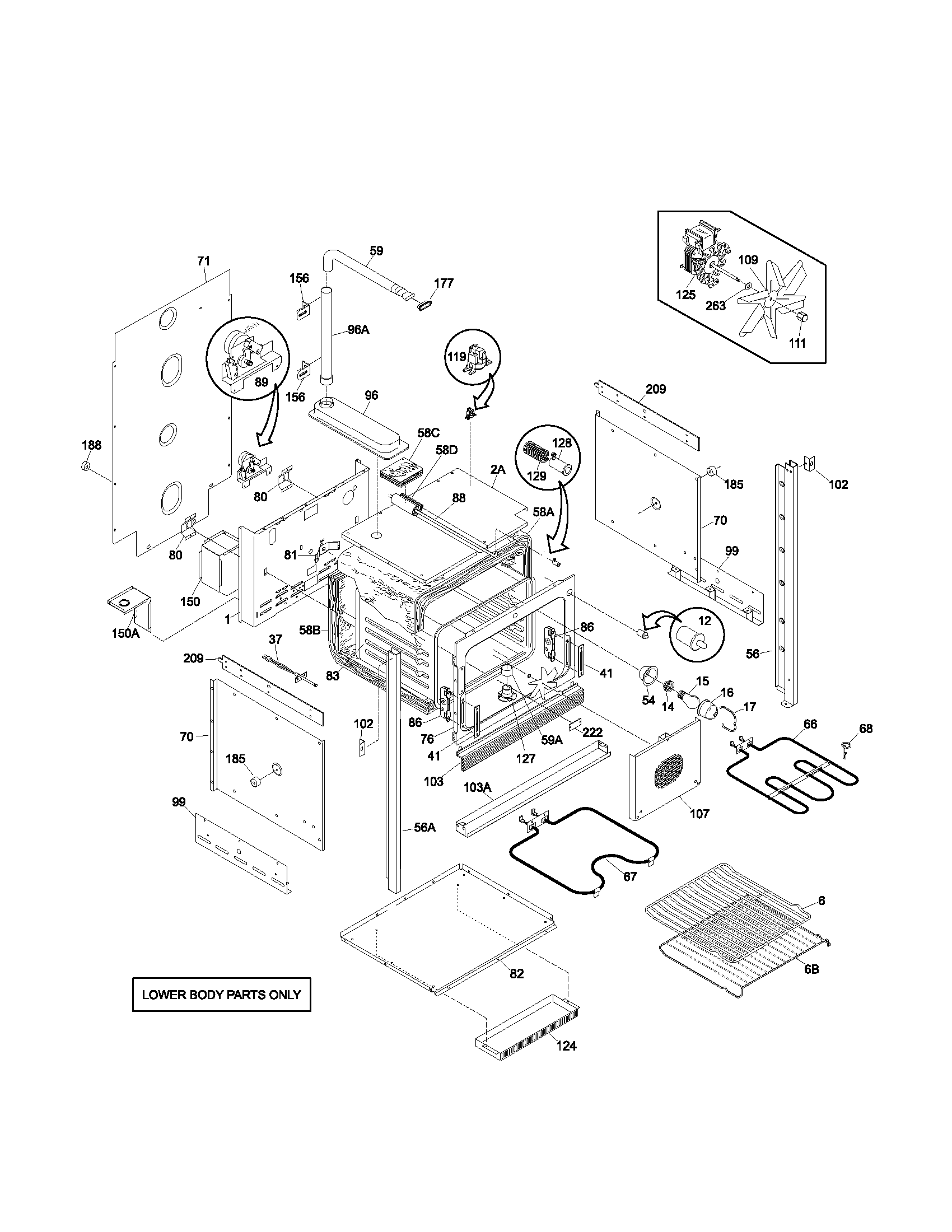 Frigidaire PLEB30T8ACA lower oven diagram