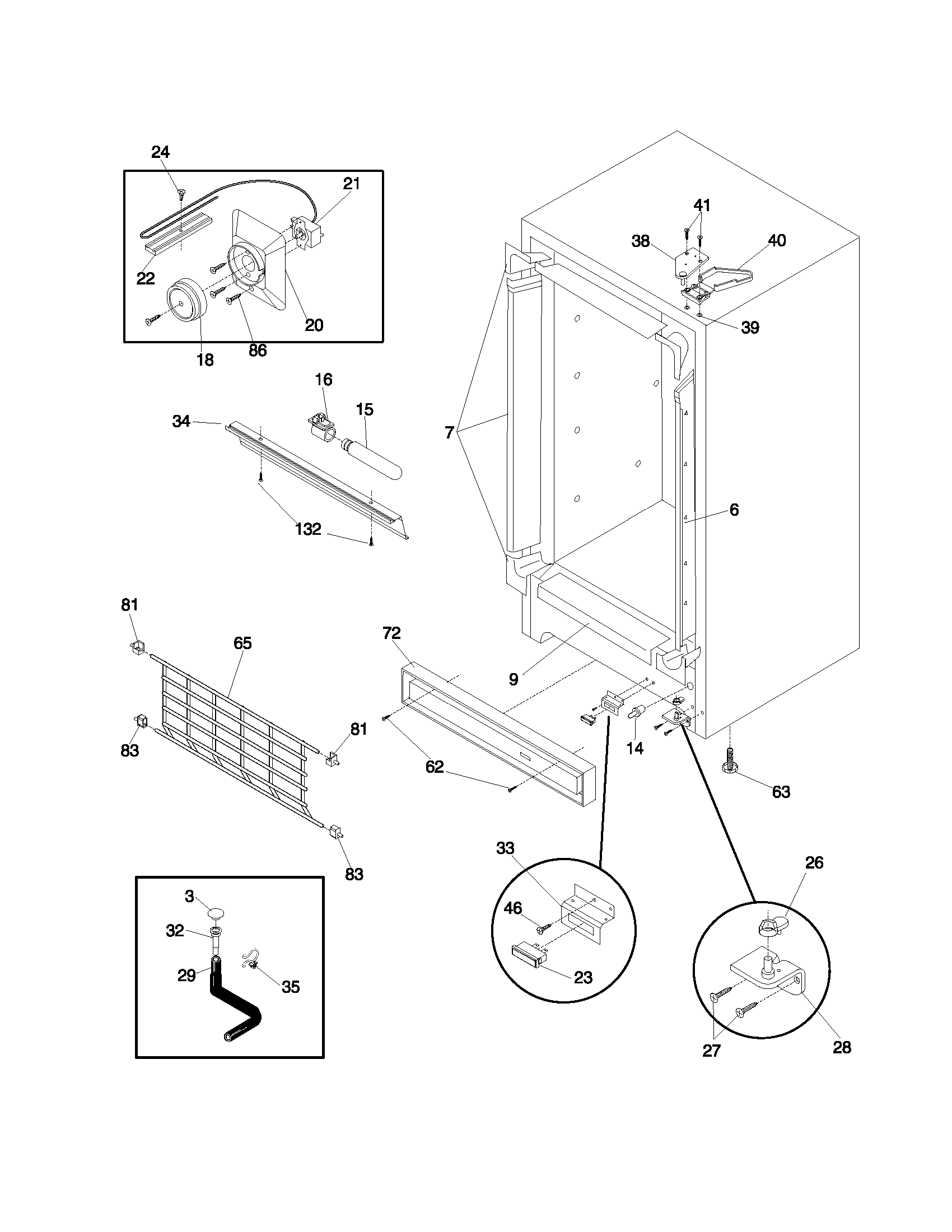 Frigidaire FFU17G3AW0 cabinet diagram