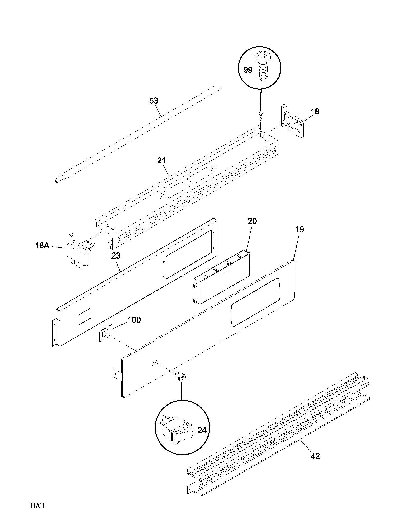 Frigidaire FGB24S5ASA control panel diagram