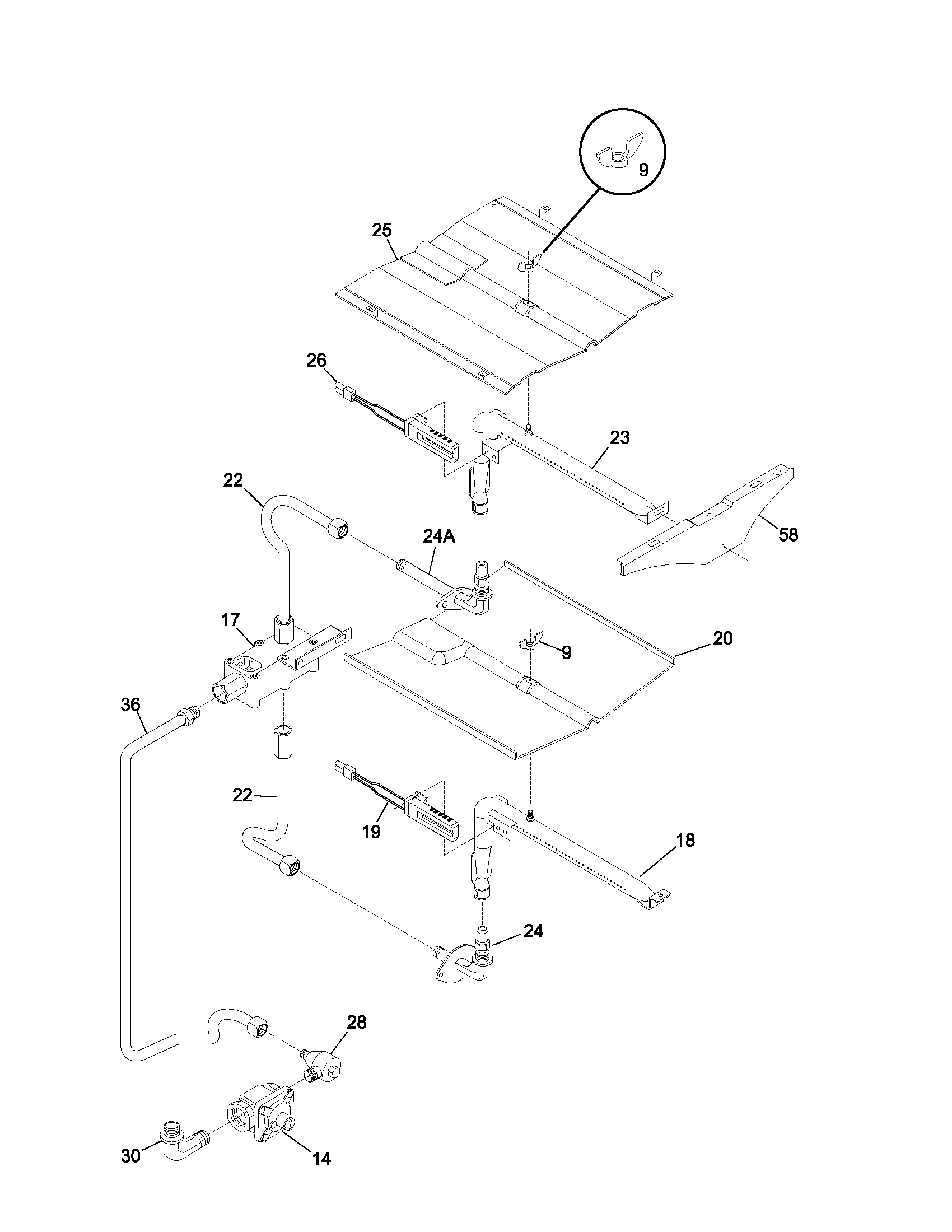Frigidaire FGB24S5ASA burner diagram