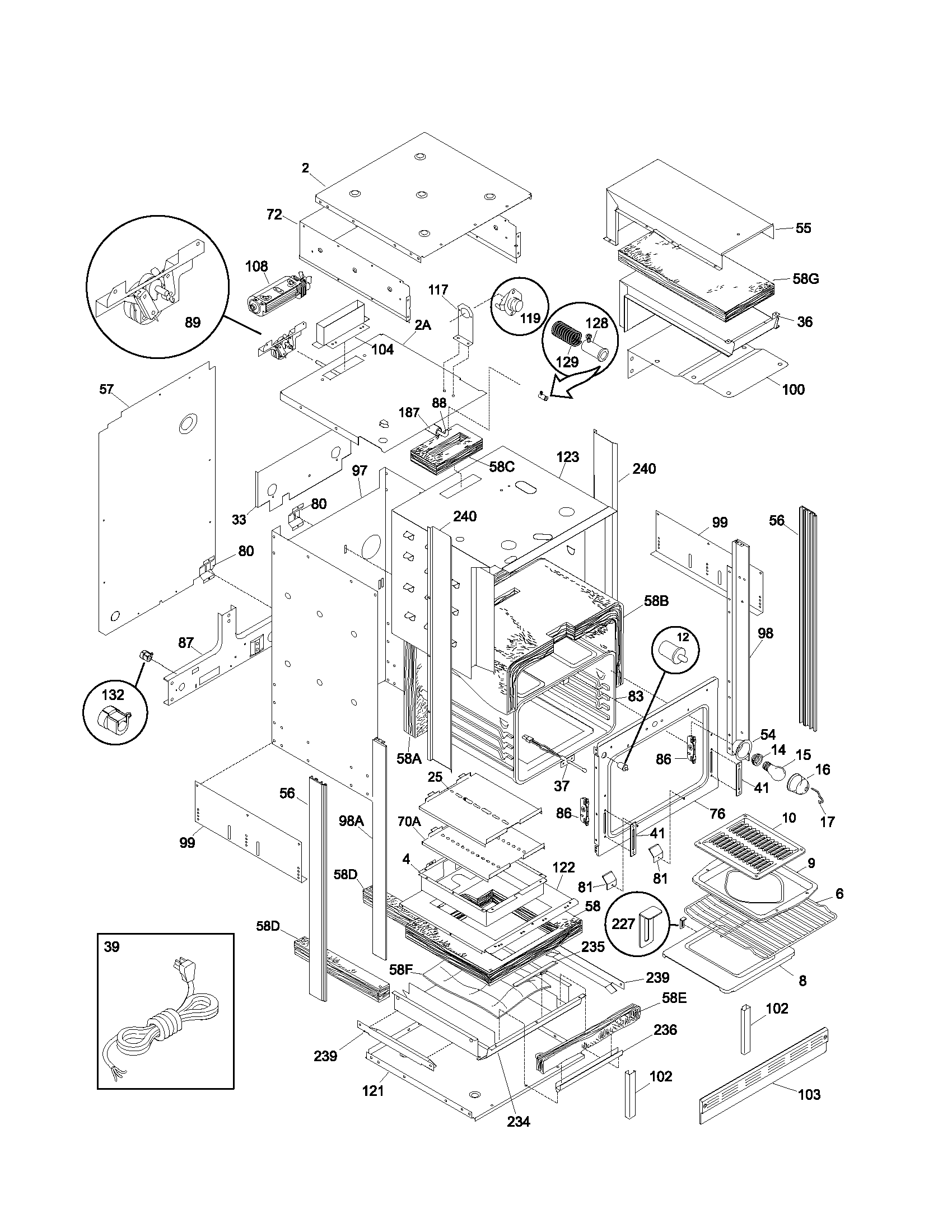 Frigidaire FGB24S5ASA body diagram