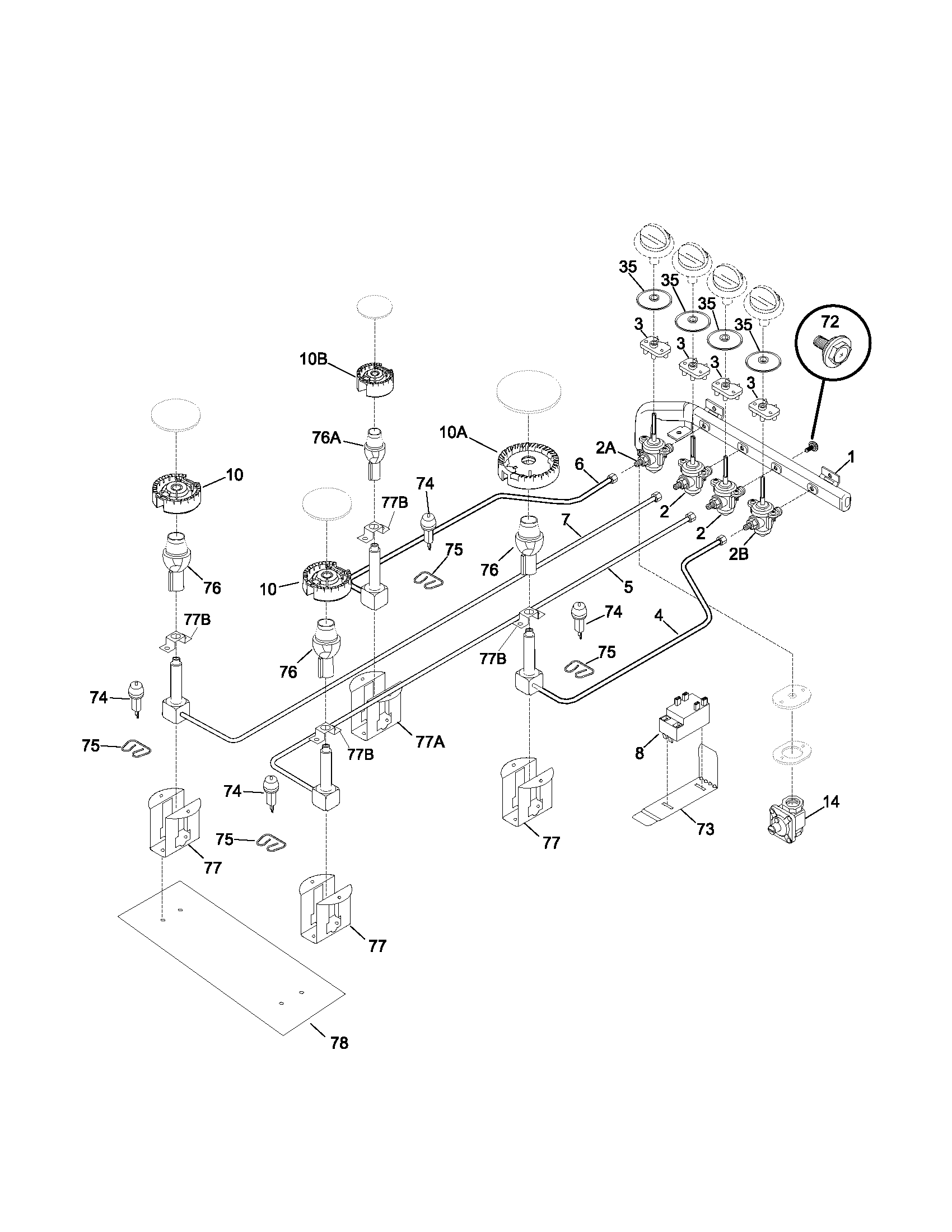 Frigidaire FGC30S4ASA burner diagram