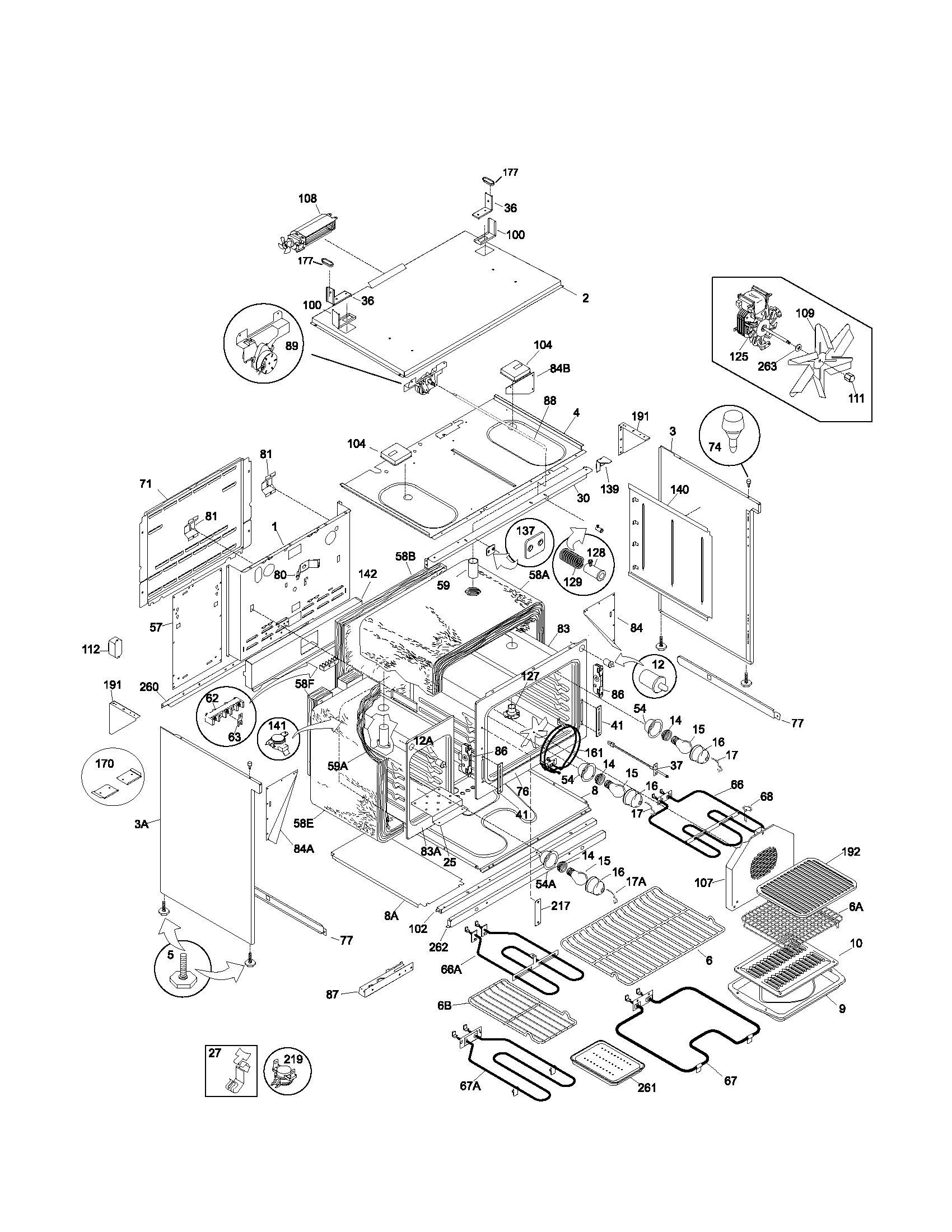 Frigidaire PLEF489ACA body diagram