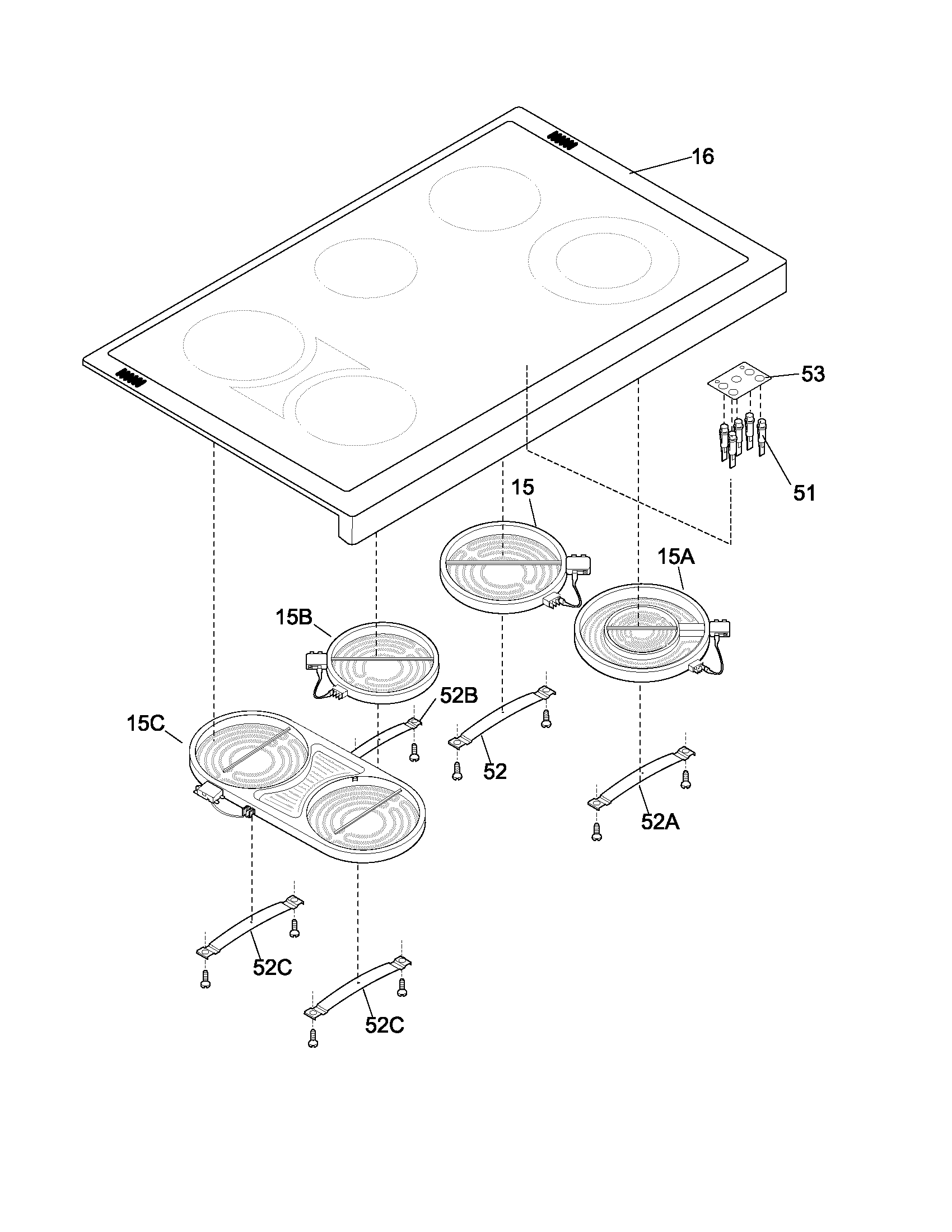 Frigidaire PLEF489ACA main top diagram