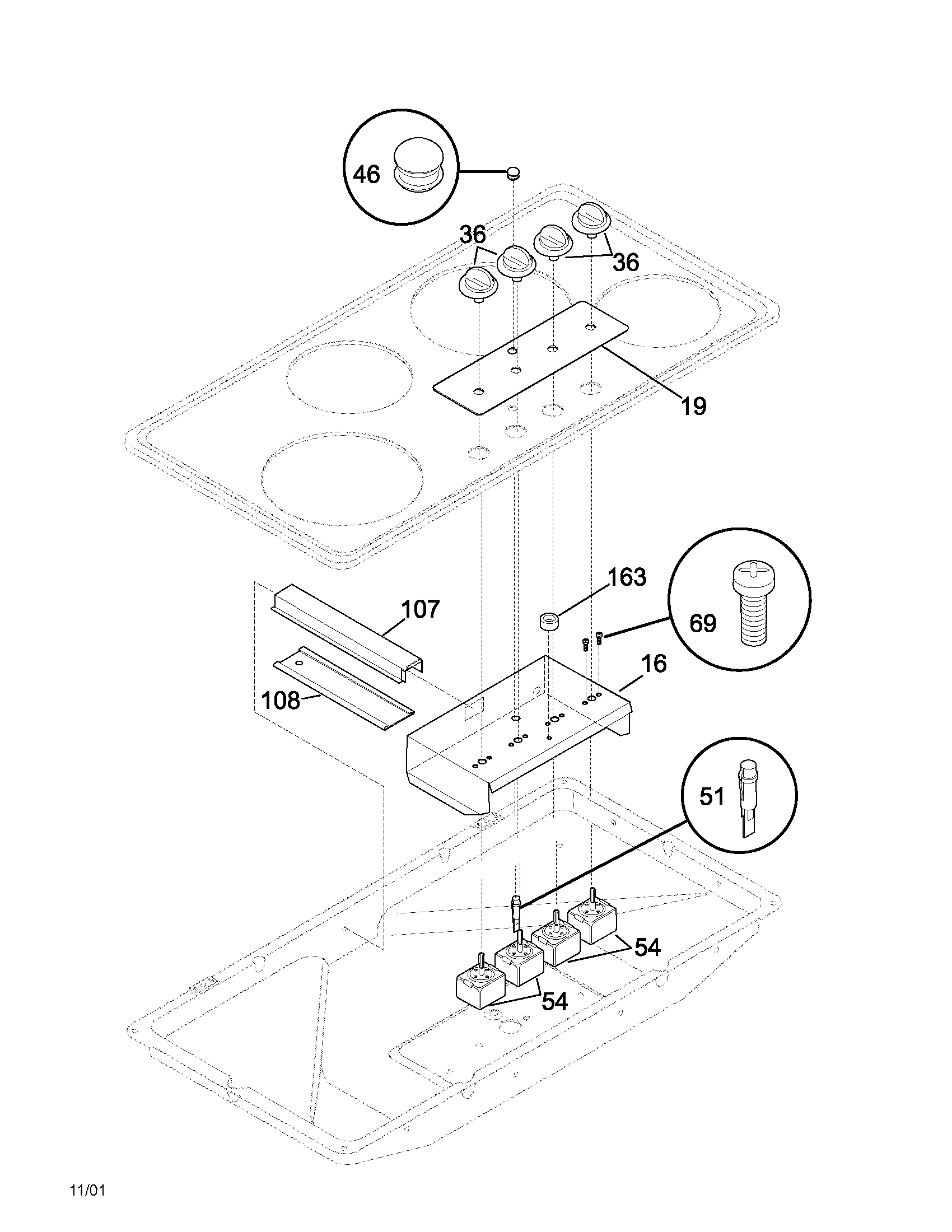 Frigidaire FEC36C2AQA control panel diagram