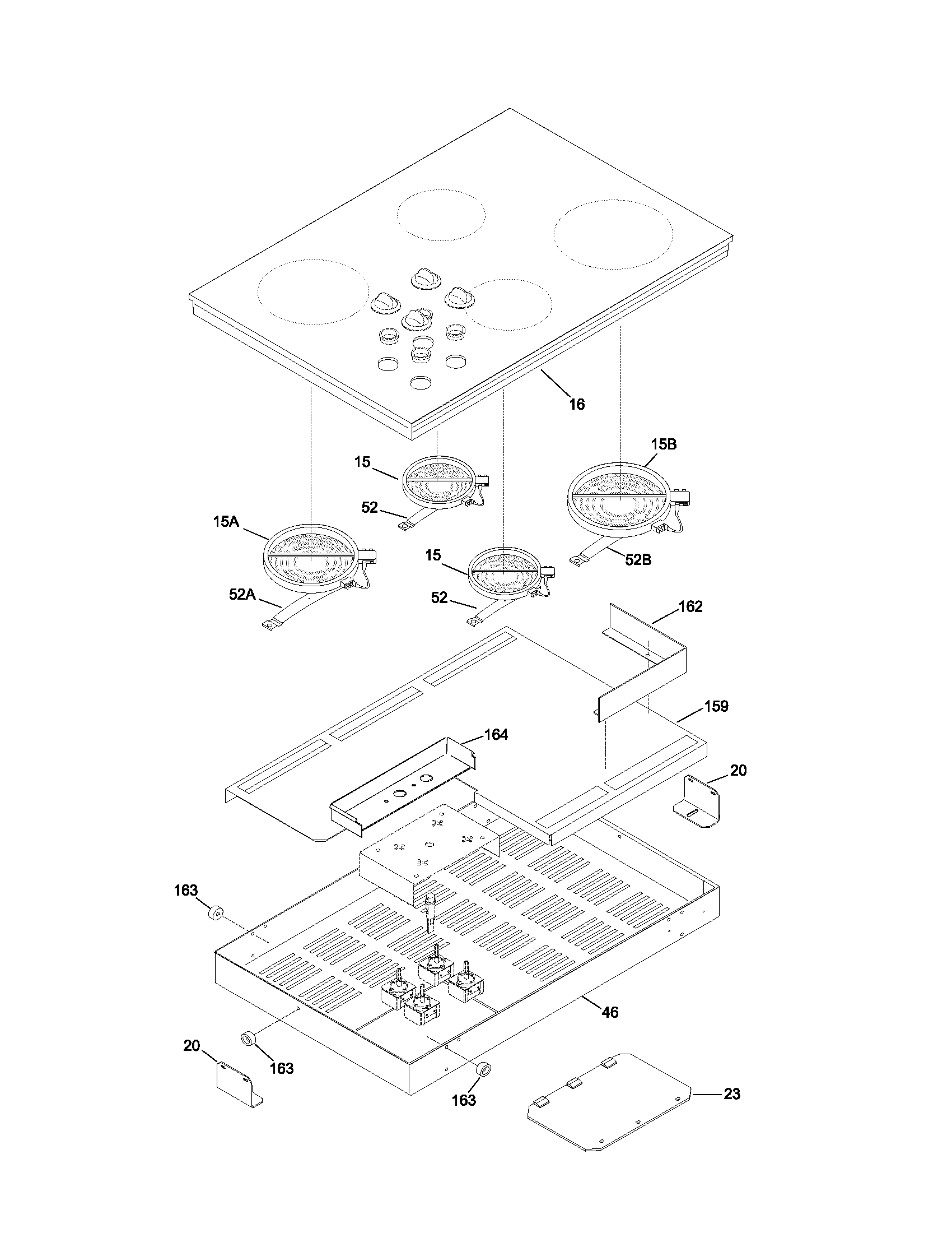 Frigidaire FEC32S6ABA maintop/surface units diagram