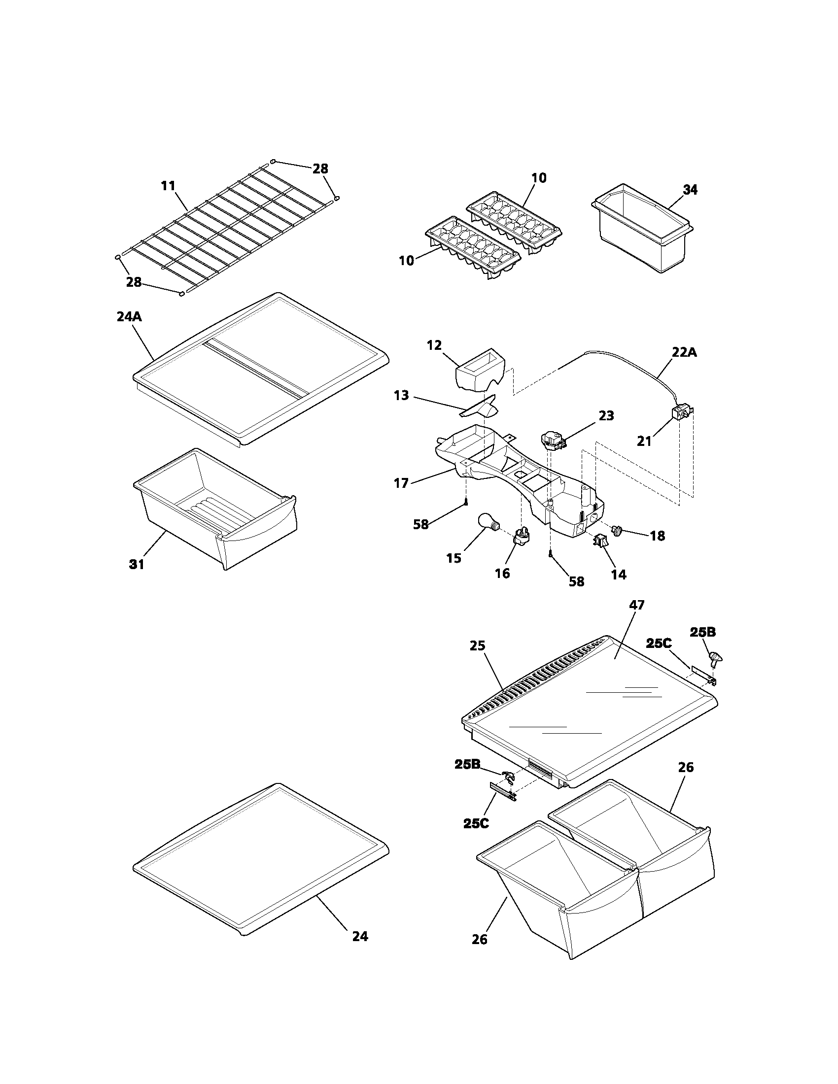Kenmore 25361884106 shelves diagram