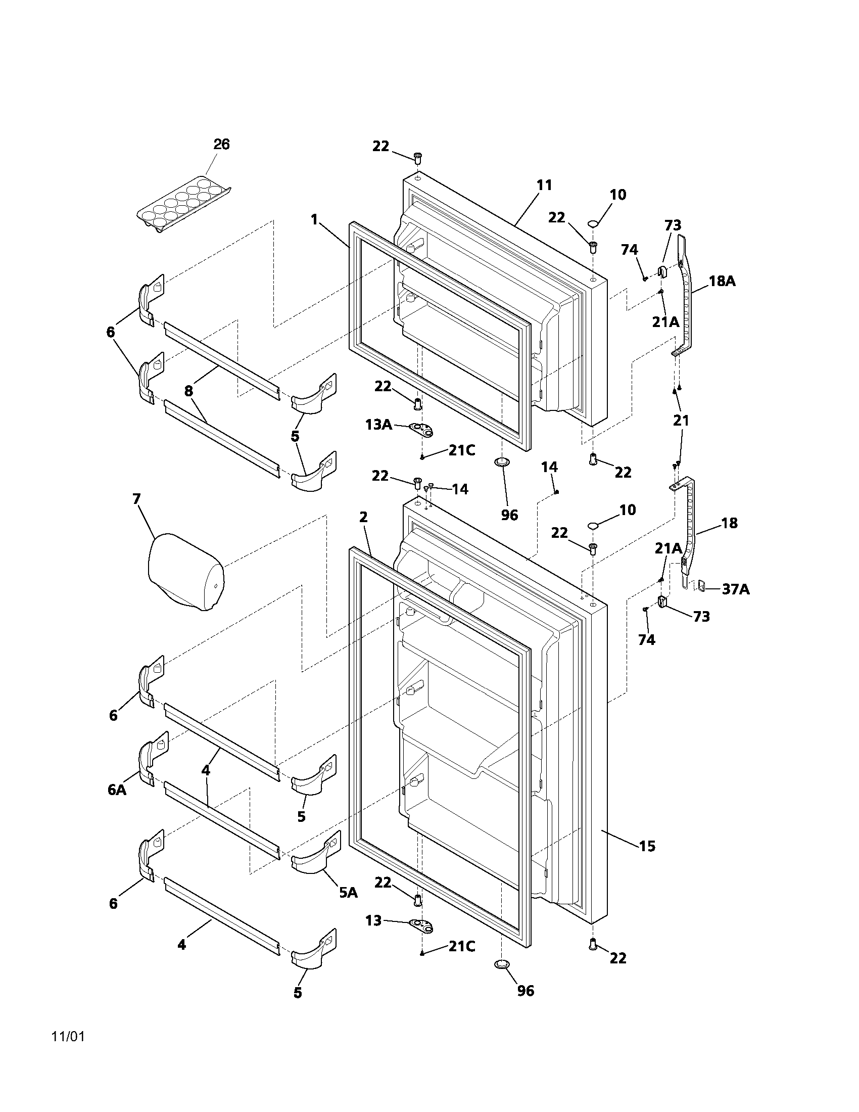 Kenmore 25361799106 doors diagram