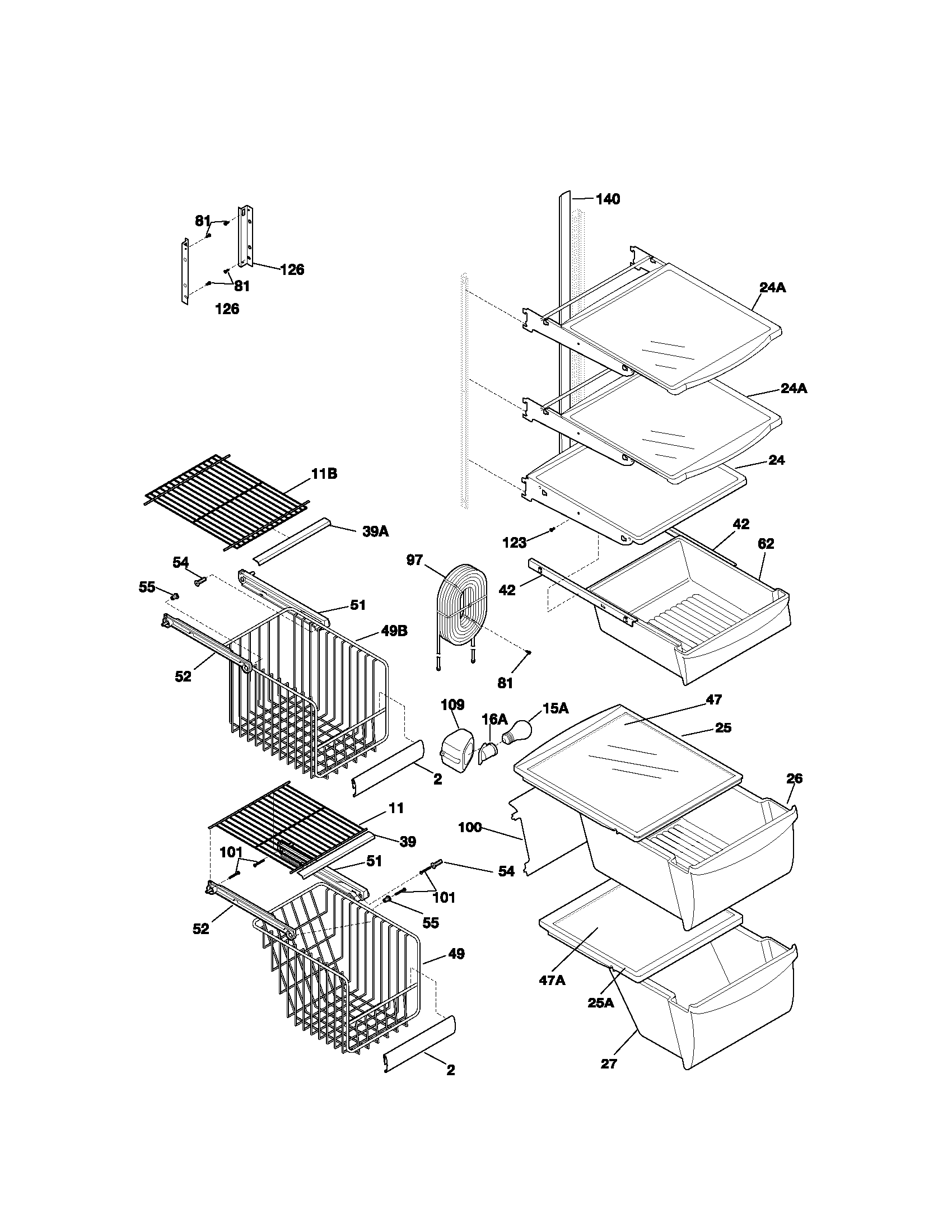 Kenmore 25351624103 shelves diagram