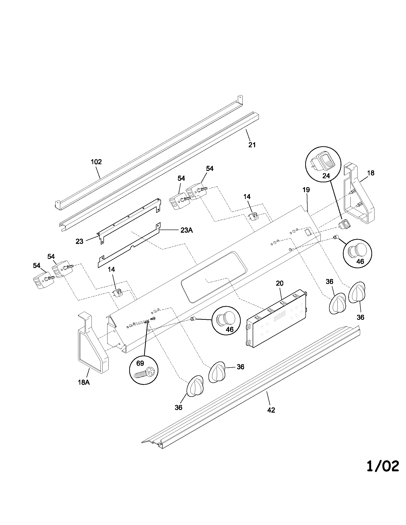 Frigidaire FED367ASB backguard diagram