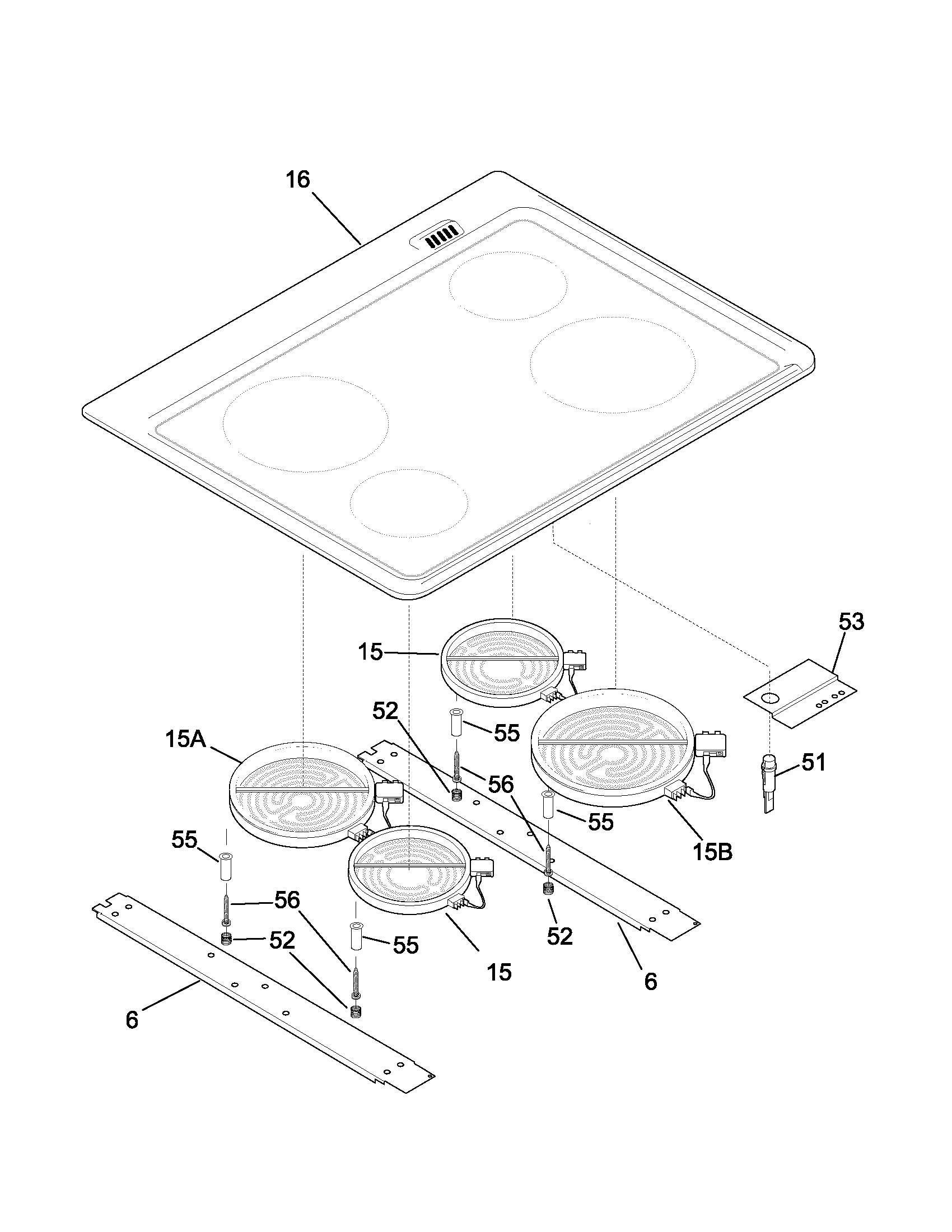 Frigidaire FED367ASB maintop diagram