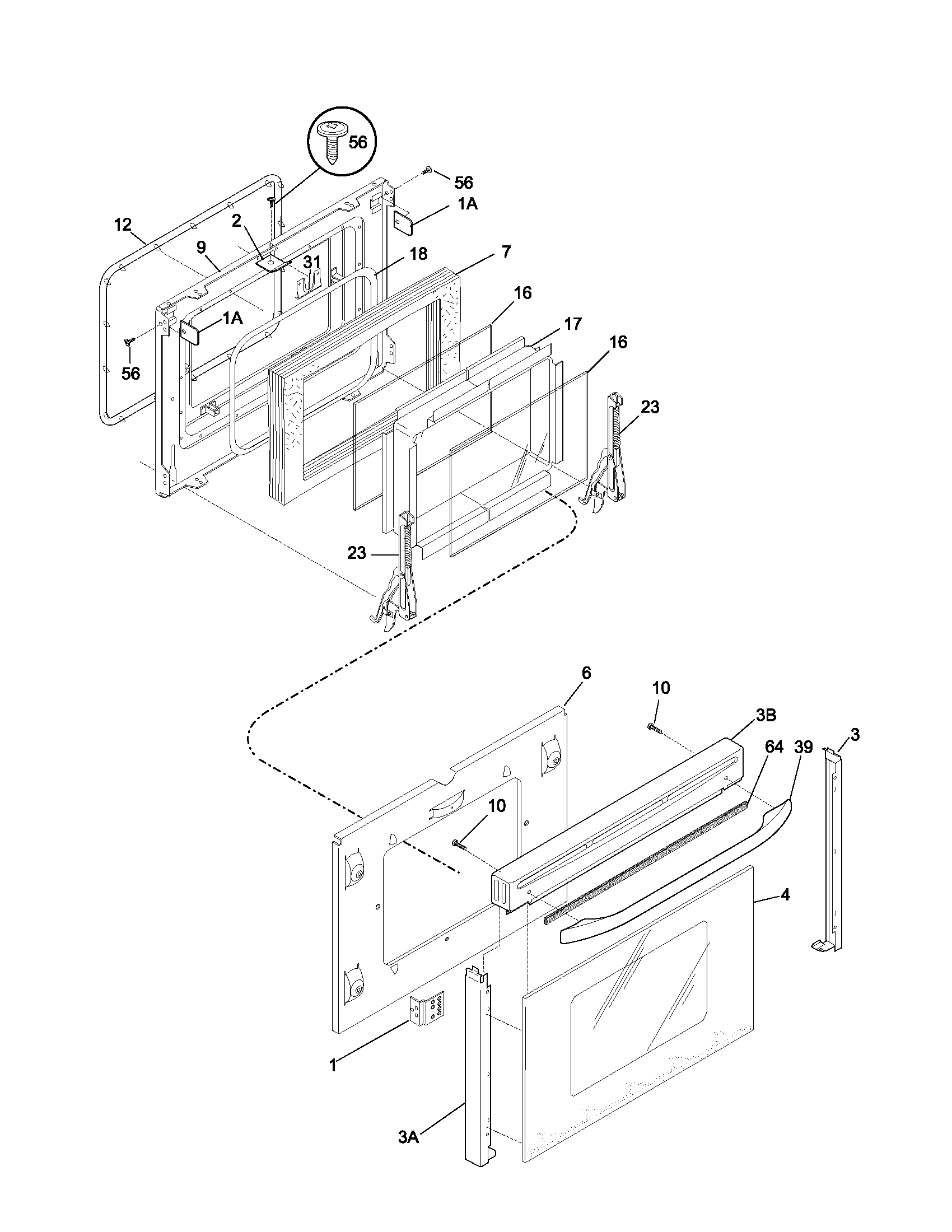 Frigidaire FED367ASB door diagram