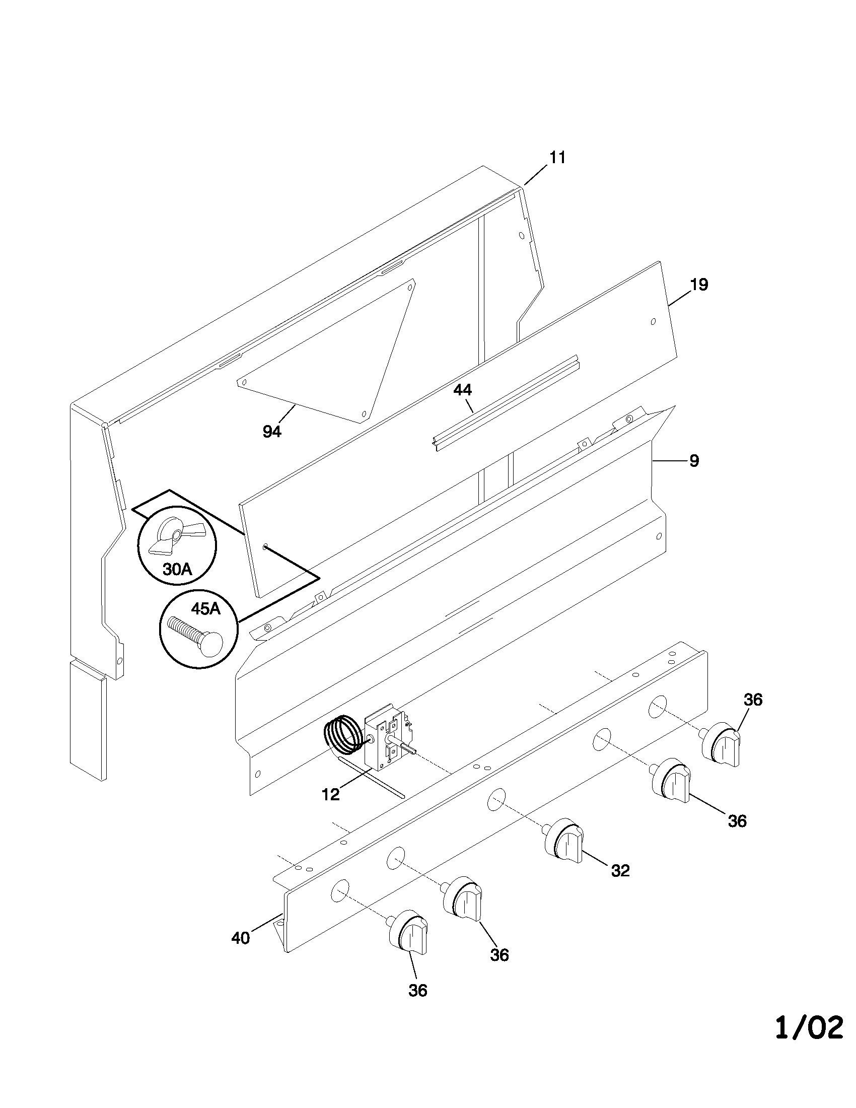 Frigidaire FPF311PHTB backguard diagram