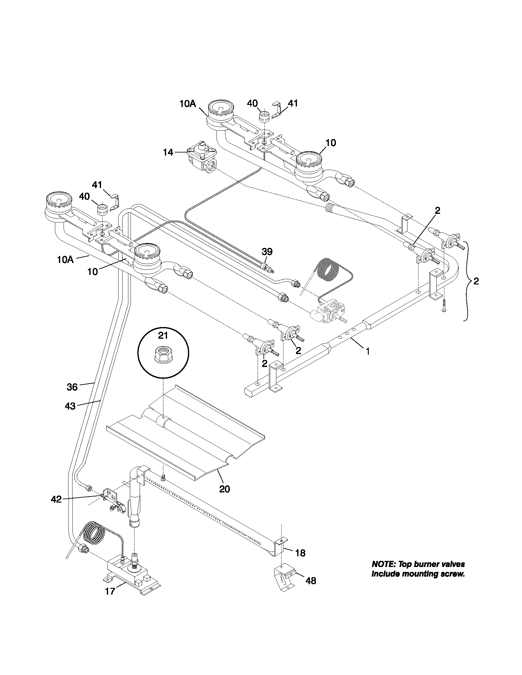 Frigidaire FPF311PHTB burner diagram