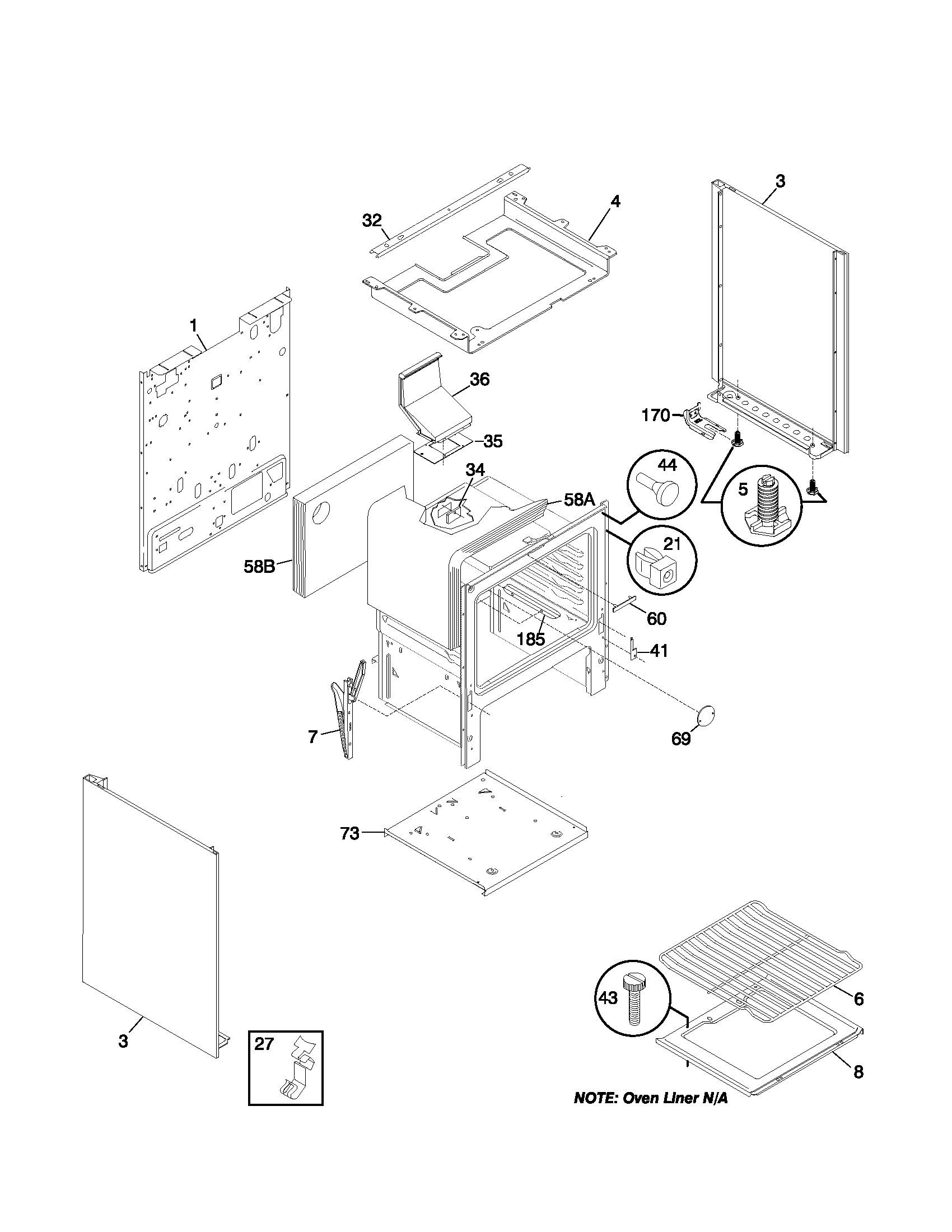 Frigidaire FPF311PHTB body diagram