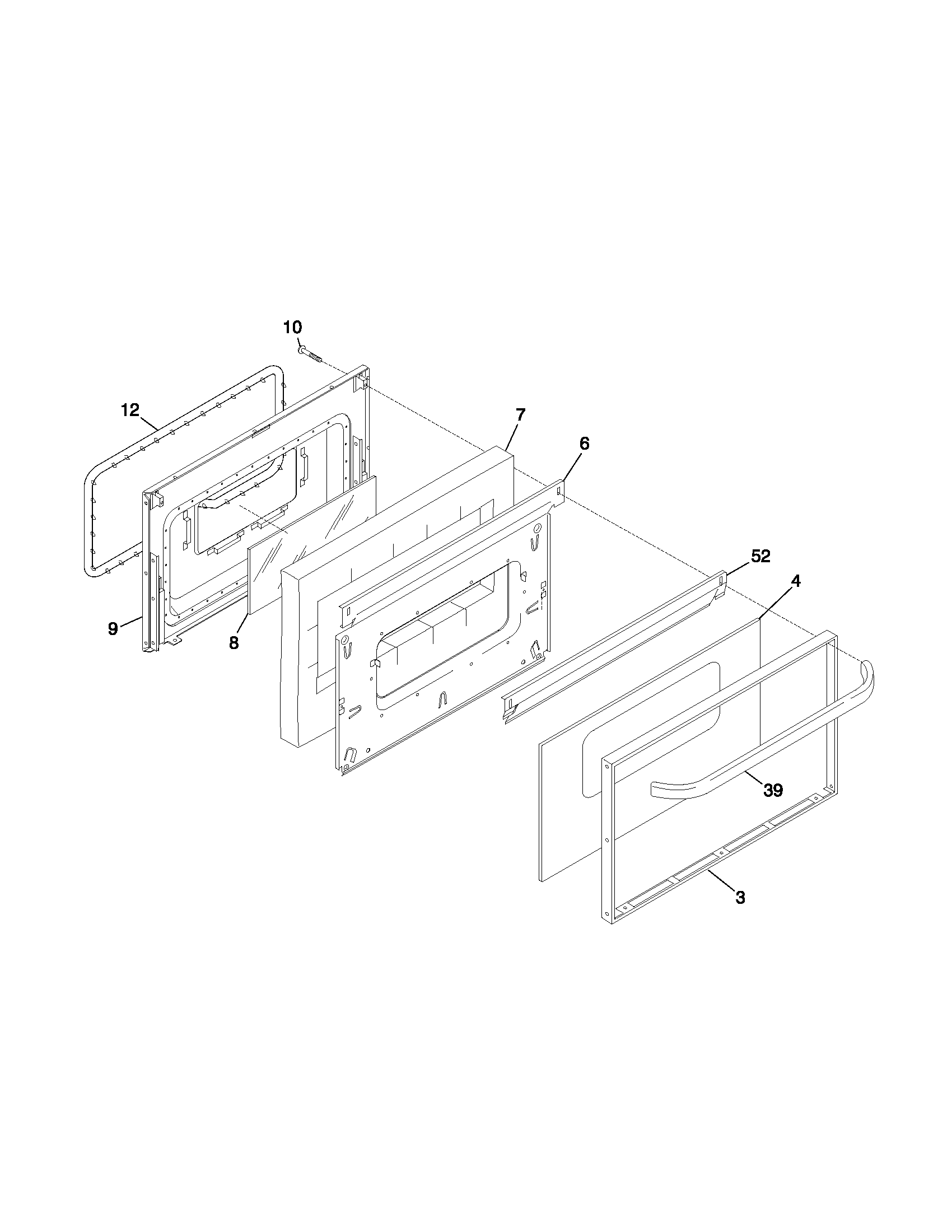 Frigidaire FEF336BGWF door diagram