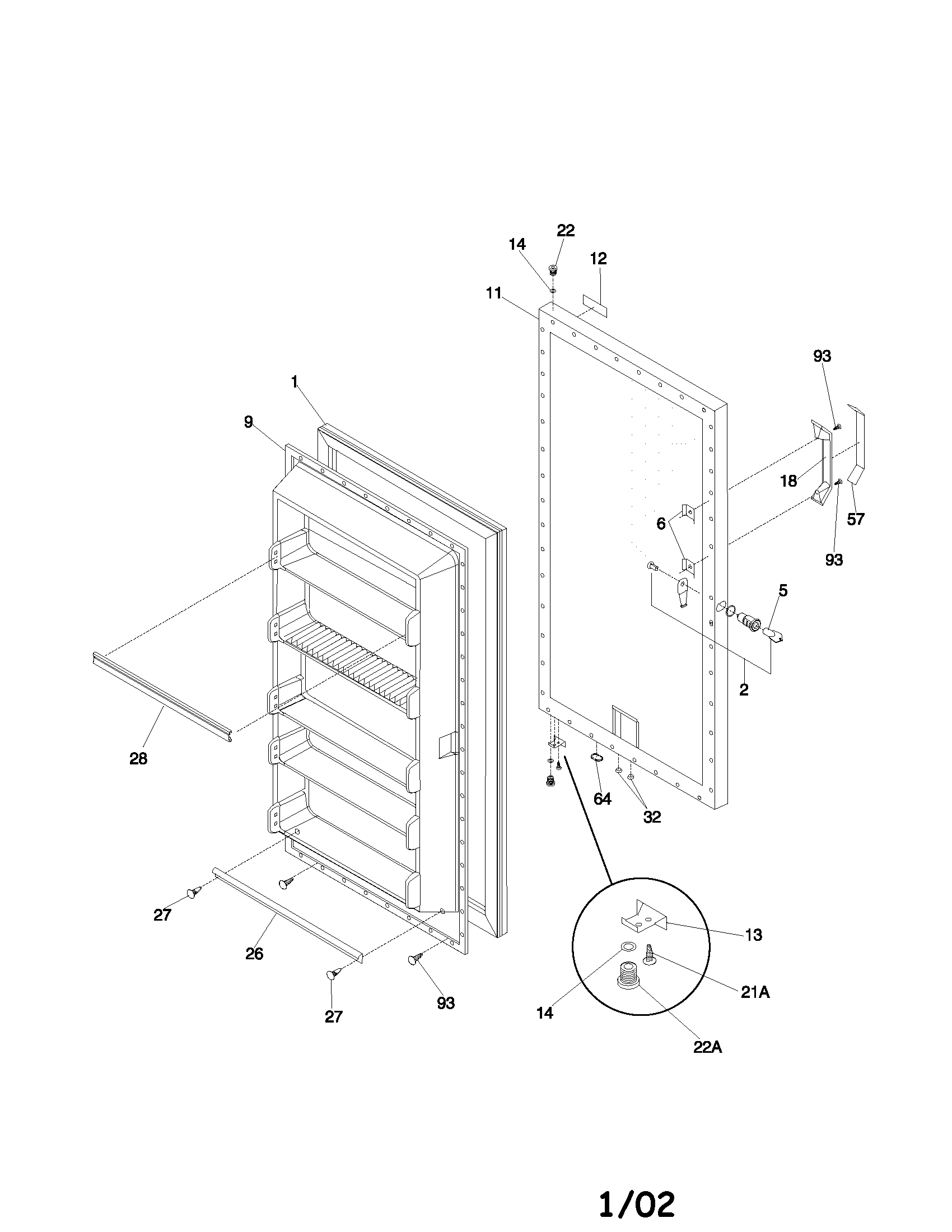 Frigidaire FFU21G5AW0 door diagram