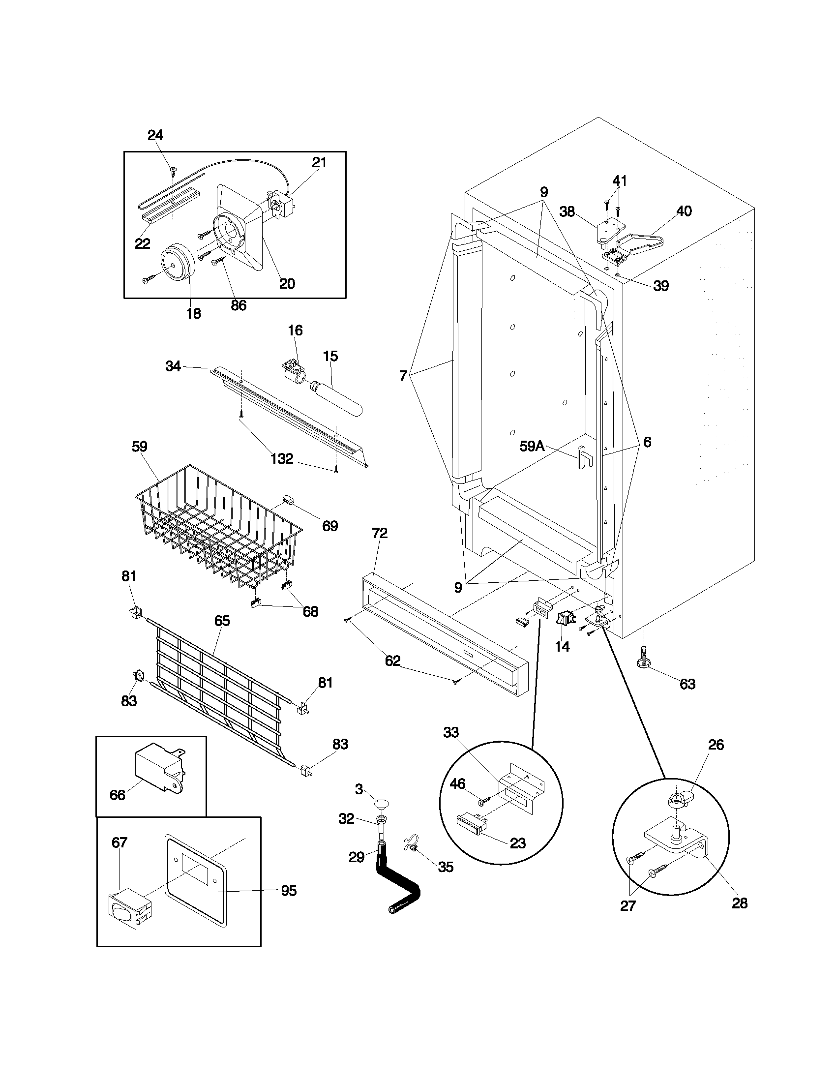 Frigidaire FFU21G5AW0 cabinet diagram