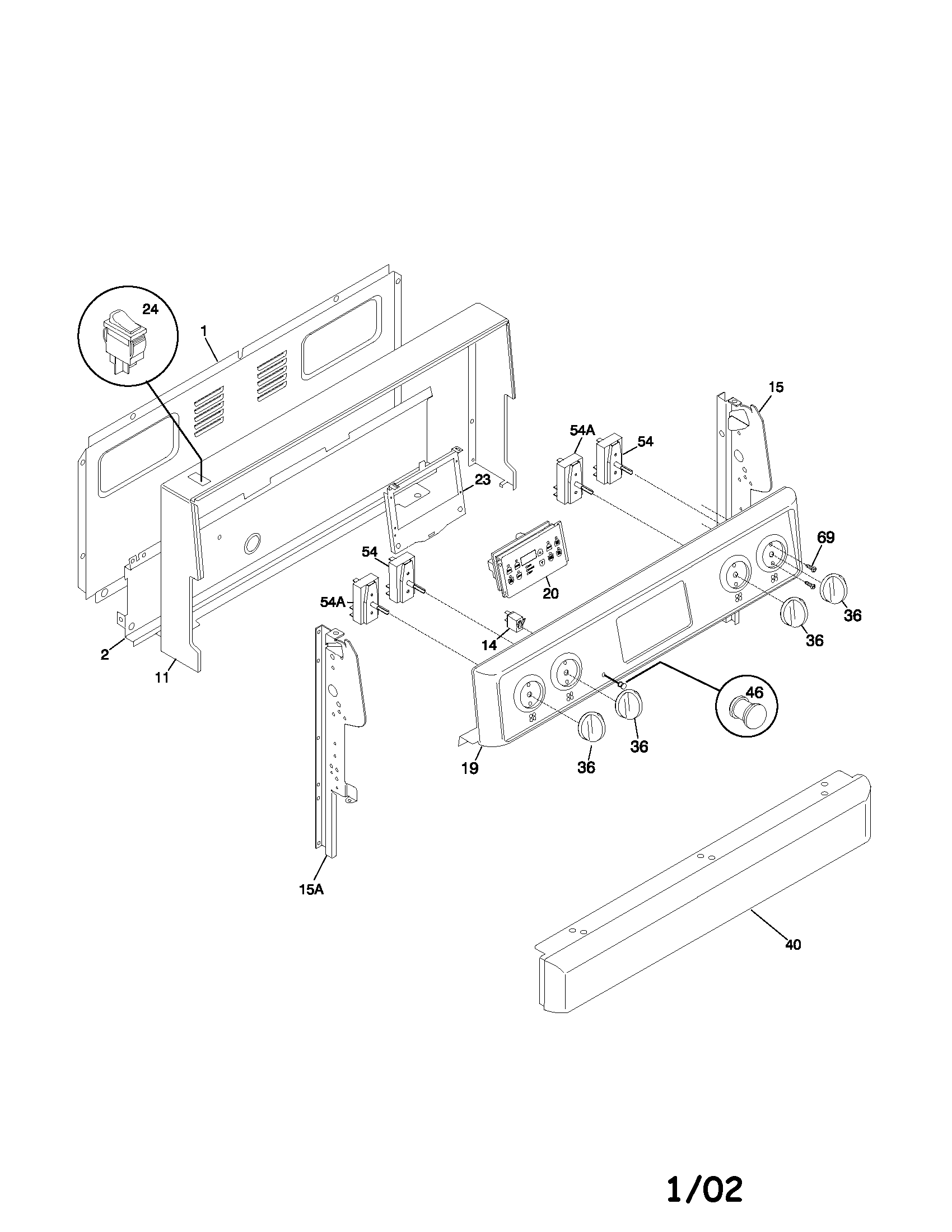 Frigidaire FEF365BGDE backguard diagram