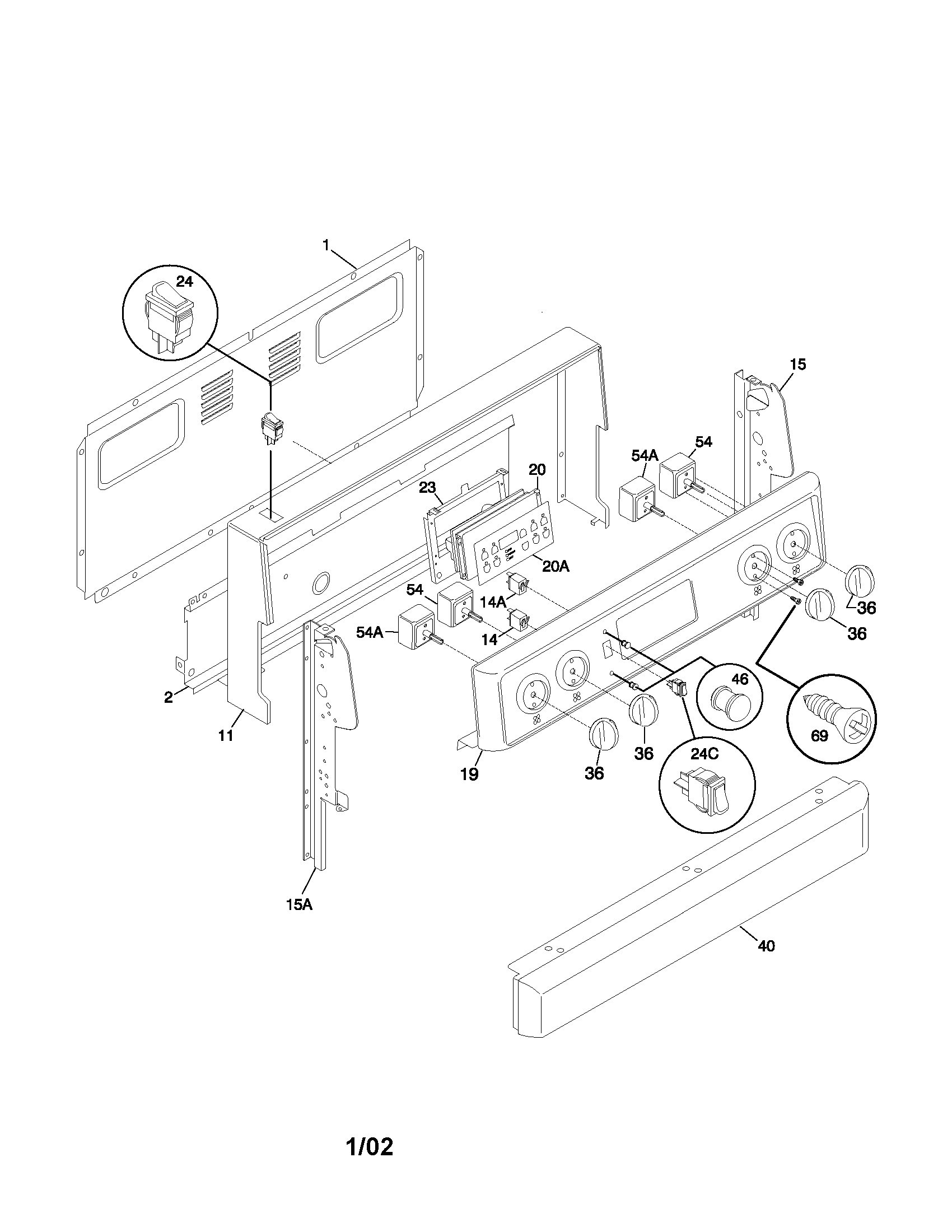 Frigidaire FEFS68CJBC backguard diagram