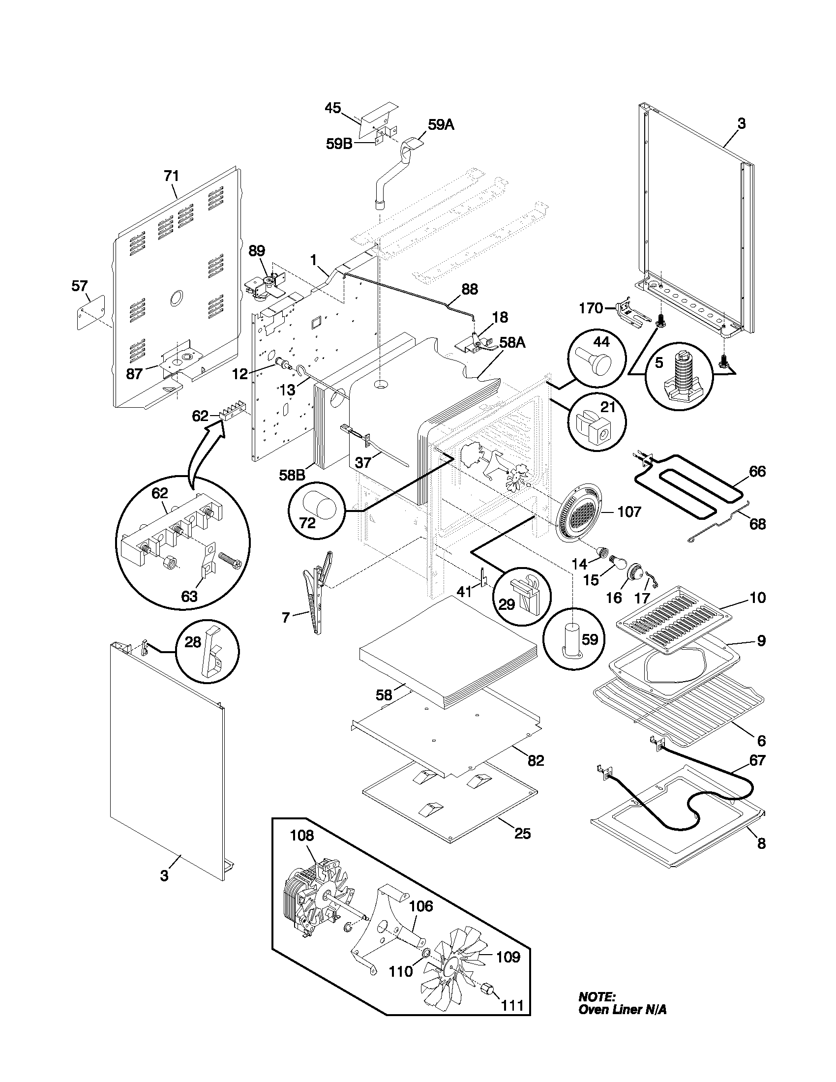 Frigidaire FEFS68CJBC body diagram