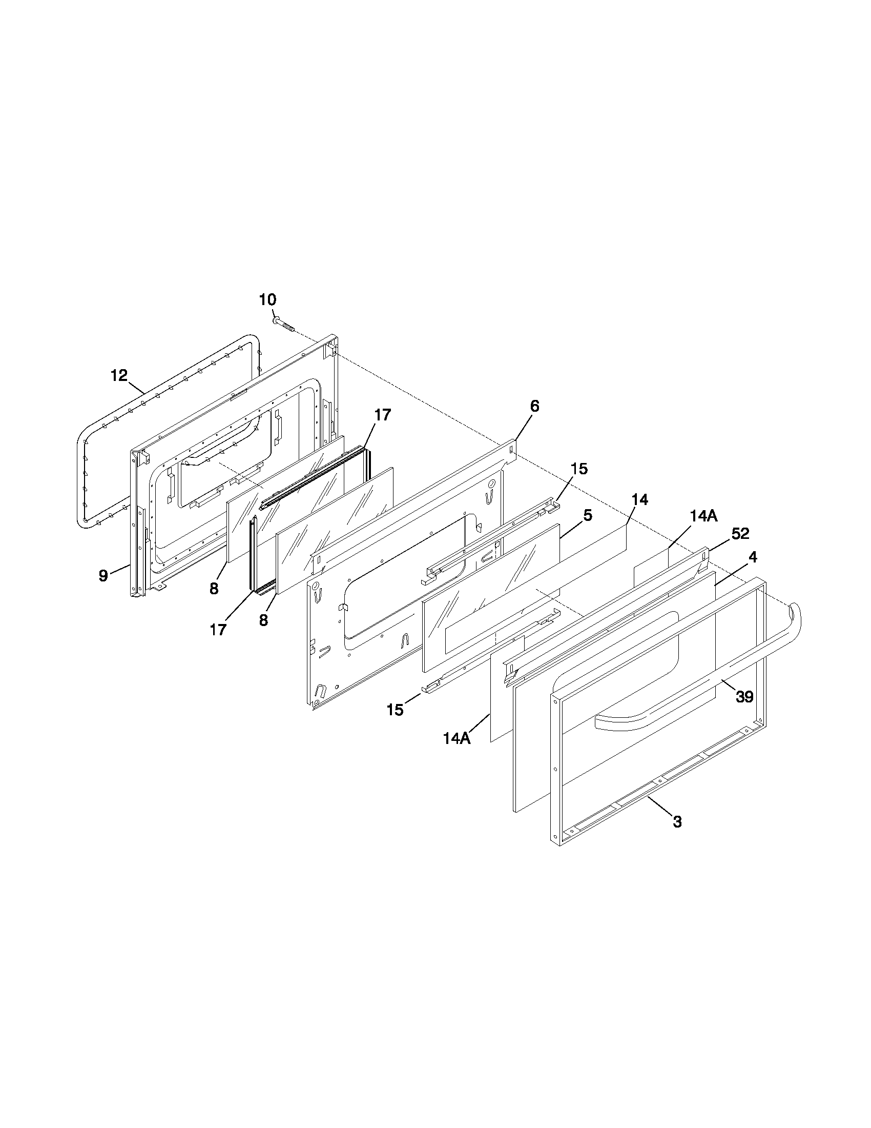 Frigidaire FEFS68CJBC door diagram