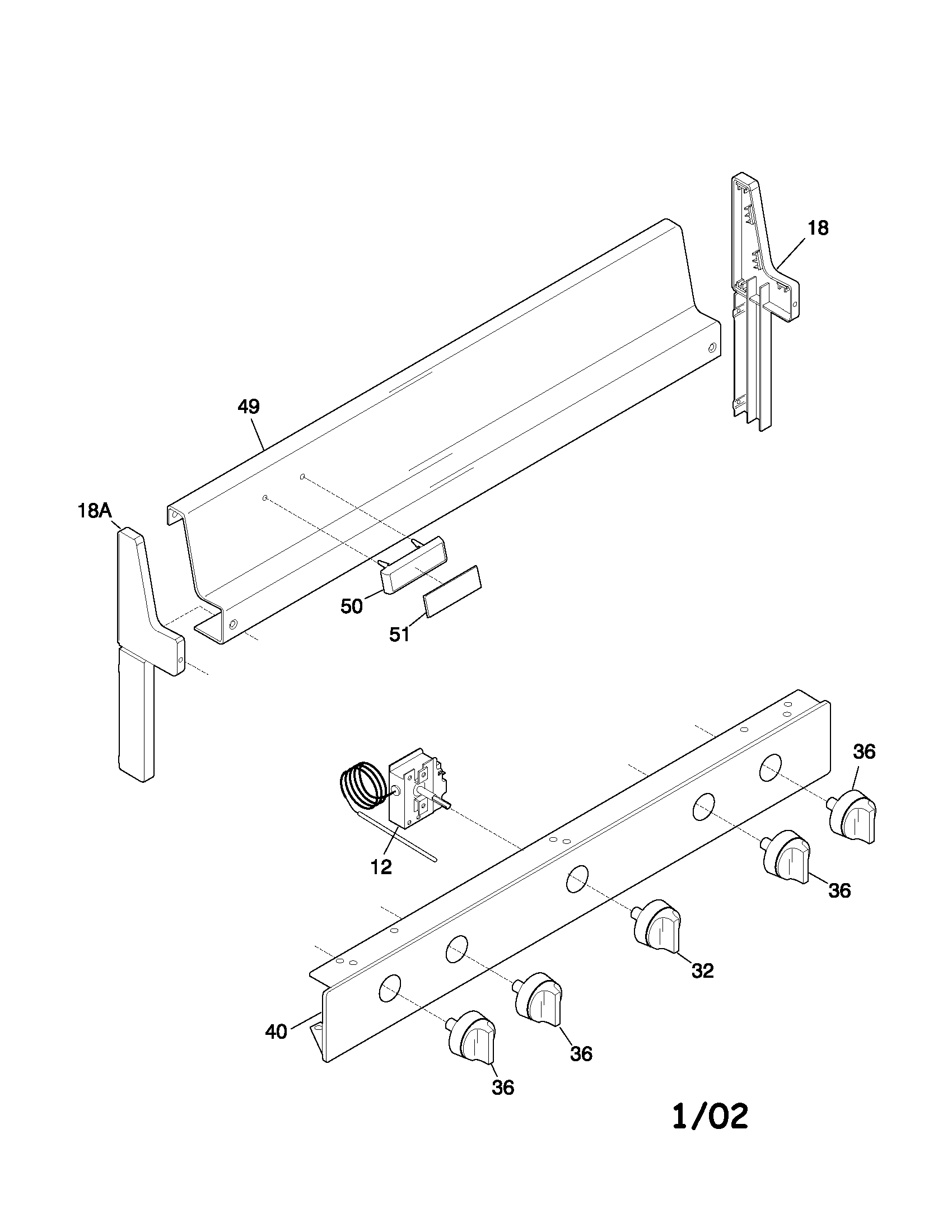 Universal/Multiflex (Frigidaire) MGF303PGDL backguard diagram