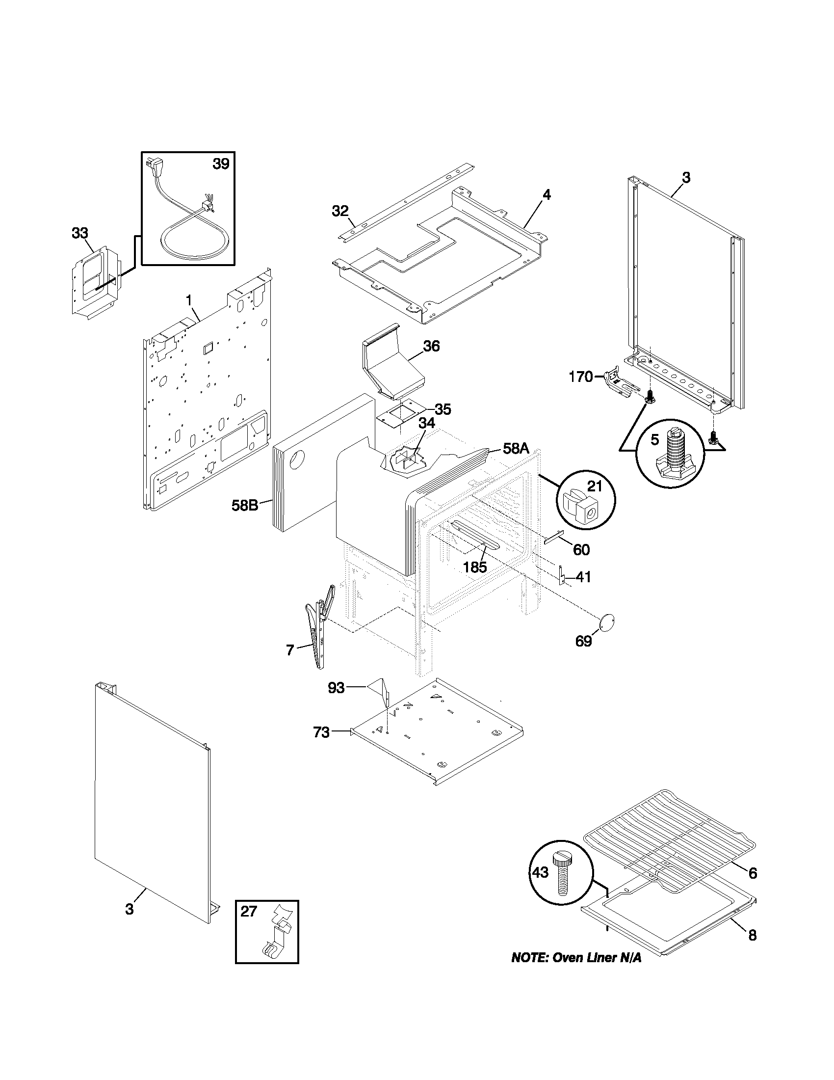 Universal/Multiflex (Frigidaire) MGF303PGDL body diagram