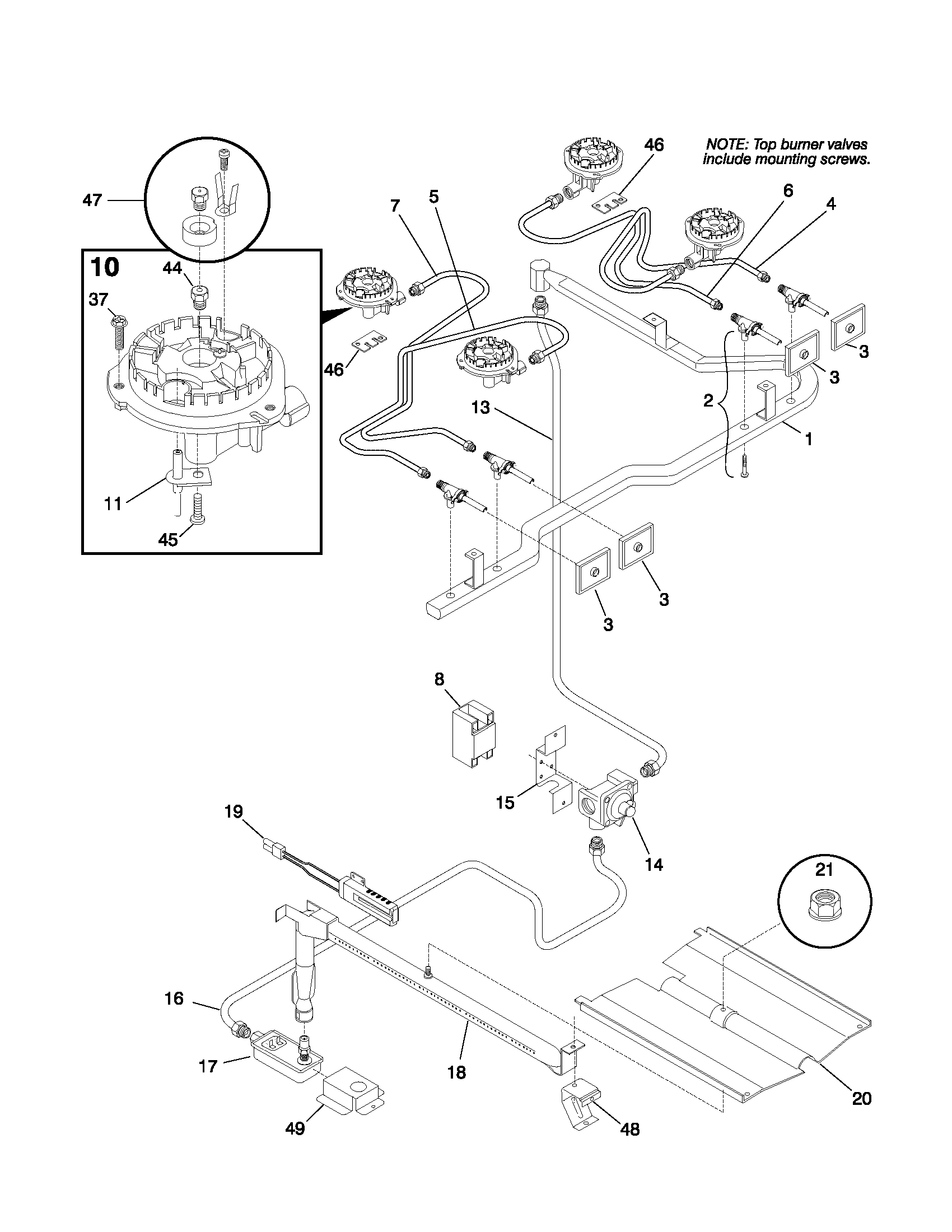 Frigidaire FGF326WGSJ burner diagram