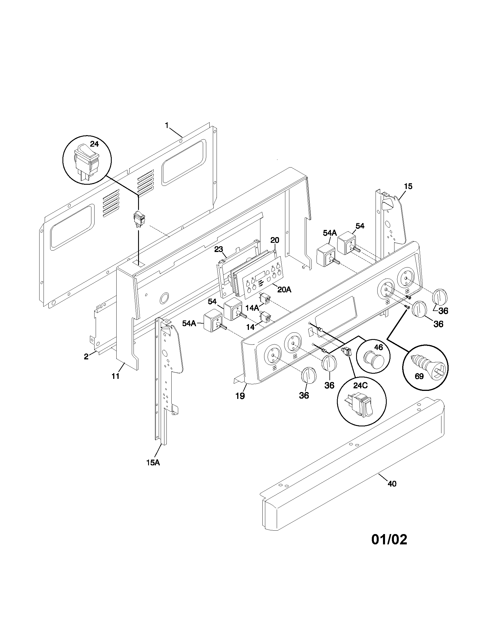 Frigidaire FEF368CJSD backguard diagram