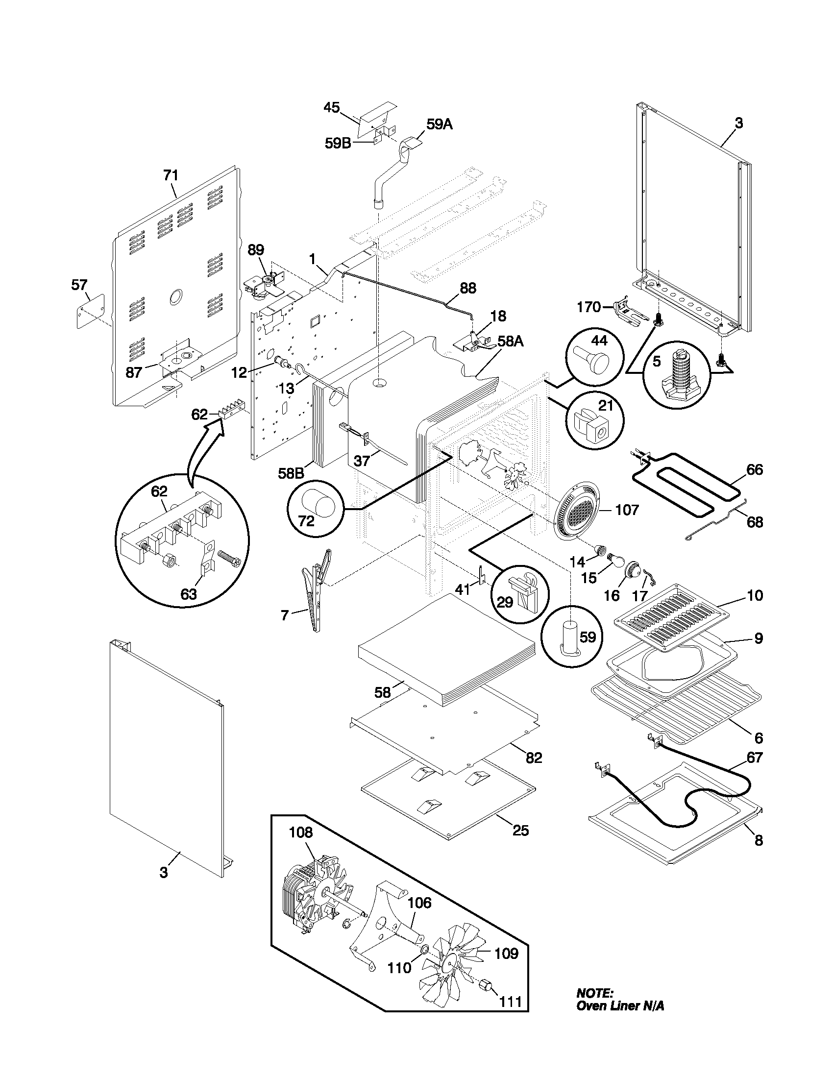 Frigidaire FEF368CJSD body diagram