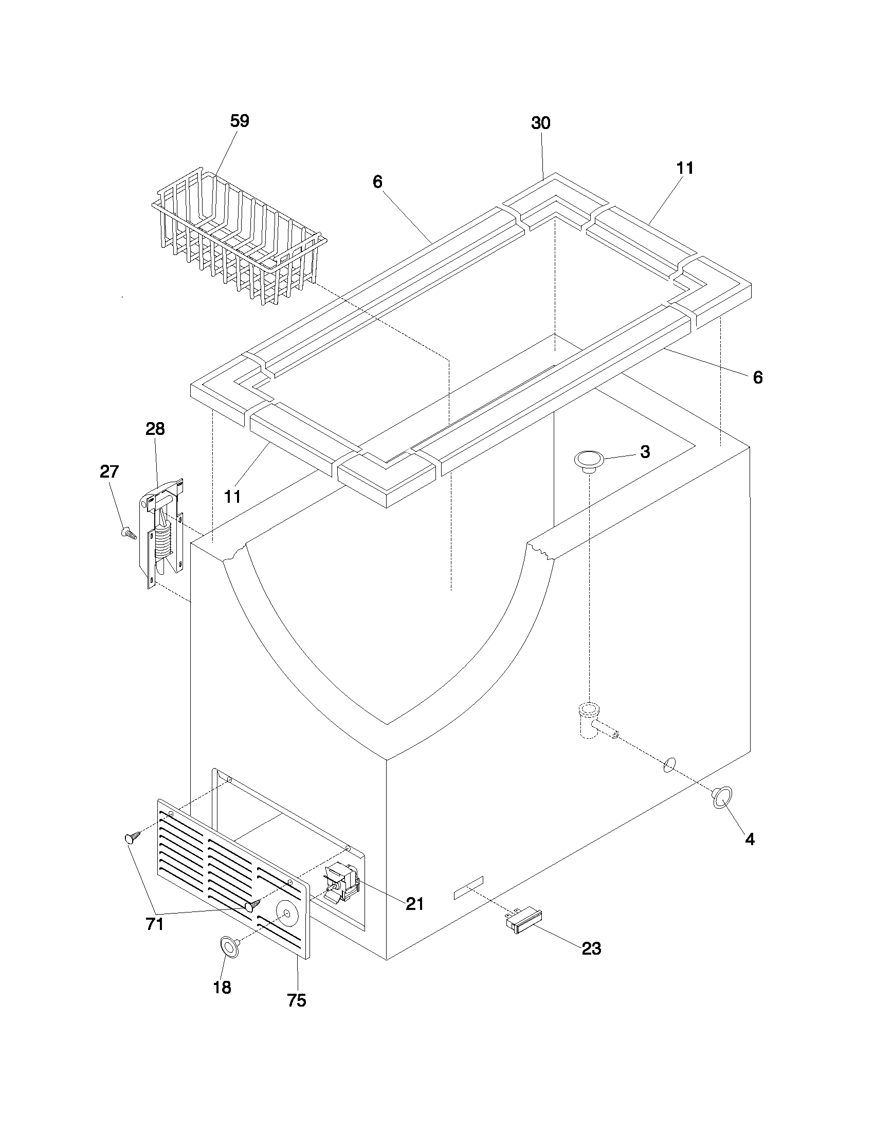 Frigidaire FFC07C3AW2 cabinet diagram