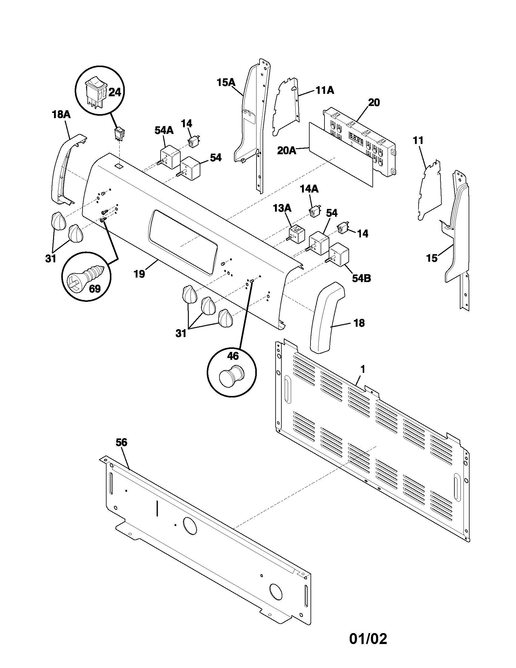 Frigidaire FEFL74ASA backguard diagram