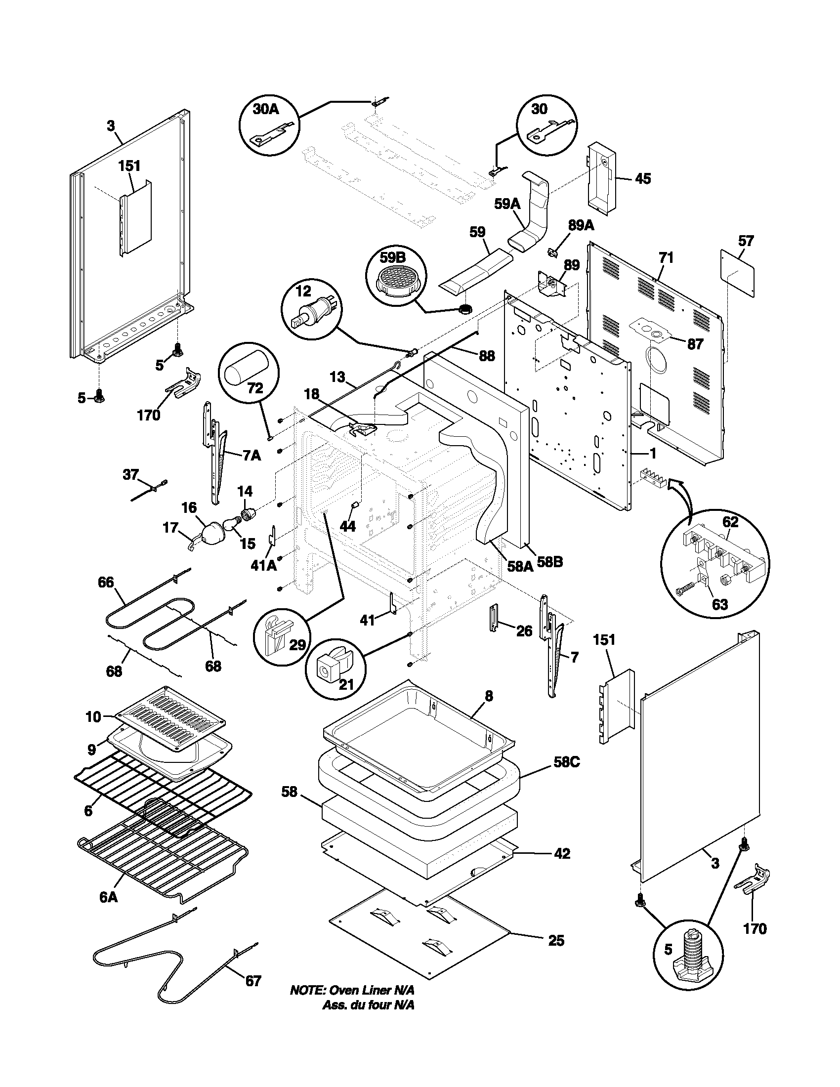 Frigidaire FEFL74ASA body diagram
