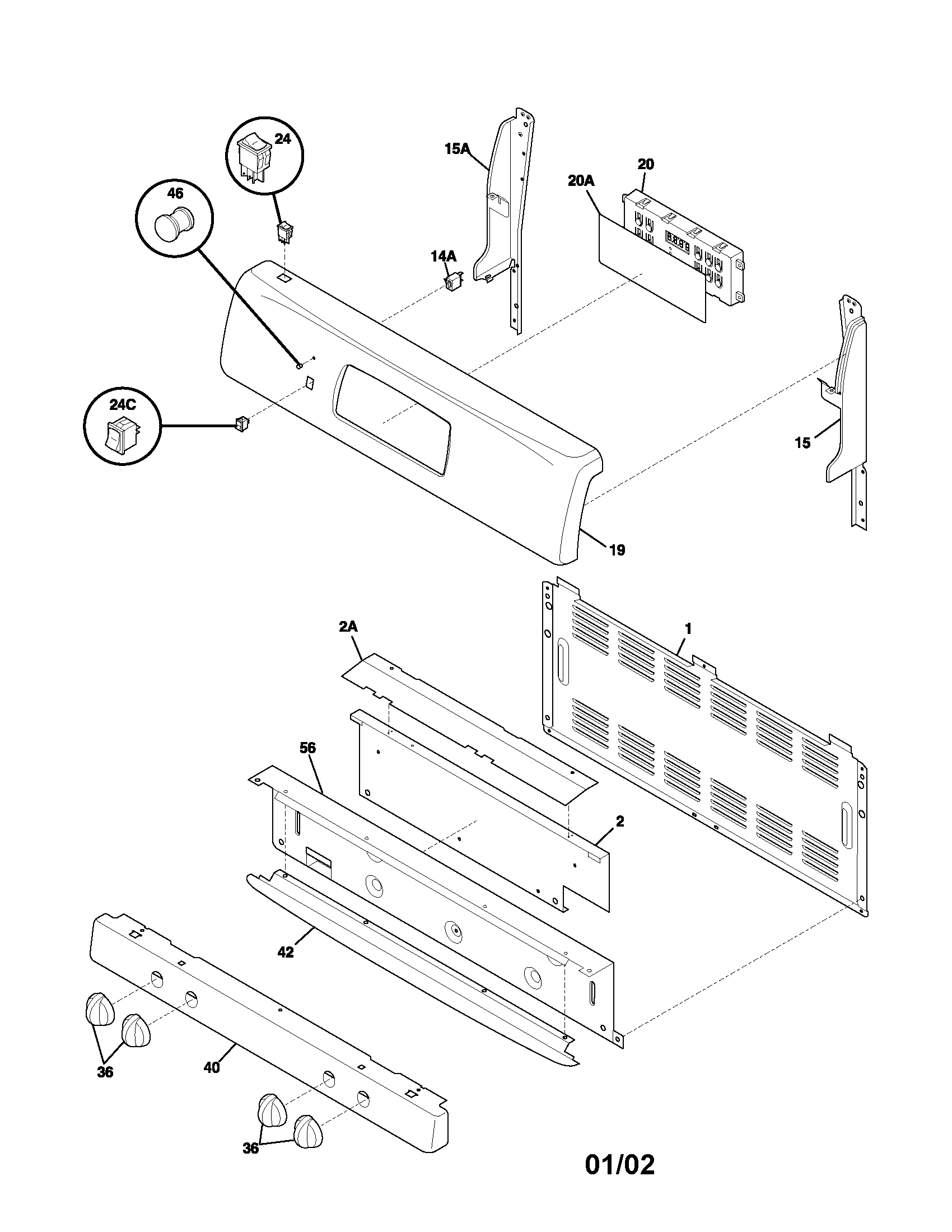 Frigidaire FGF378ACD backguard diagram