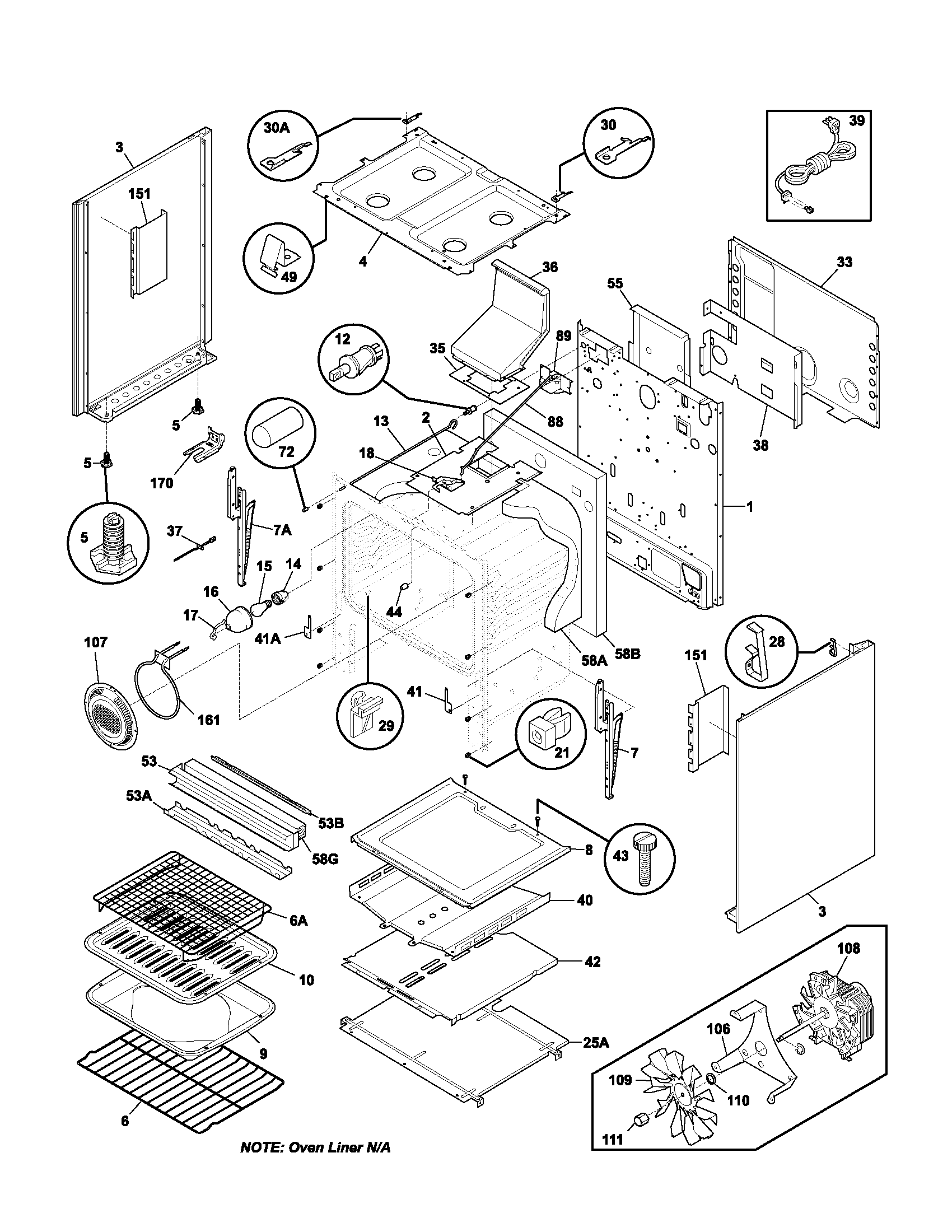 Frigidaire GLGF388ASA body diagram