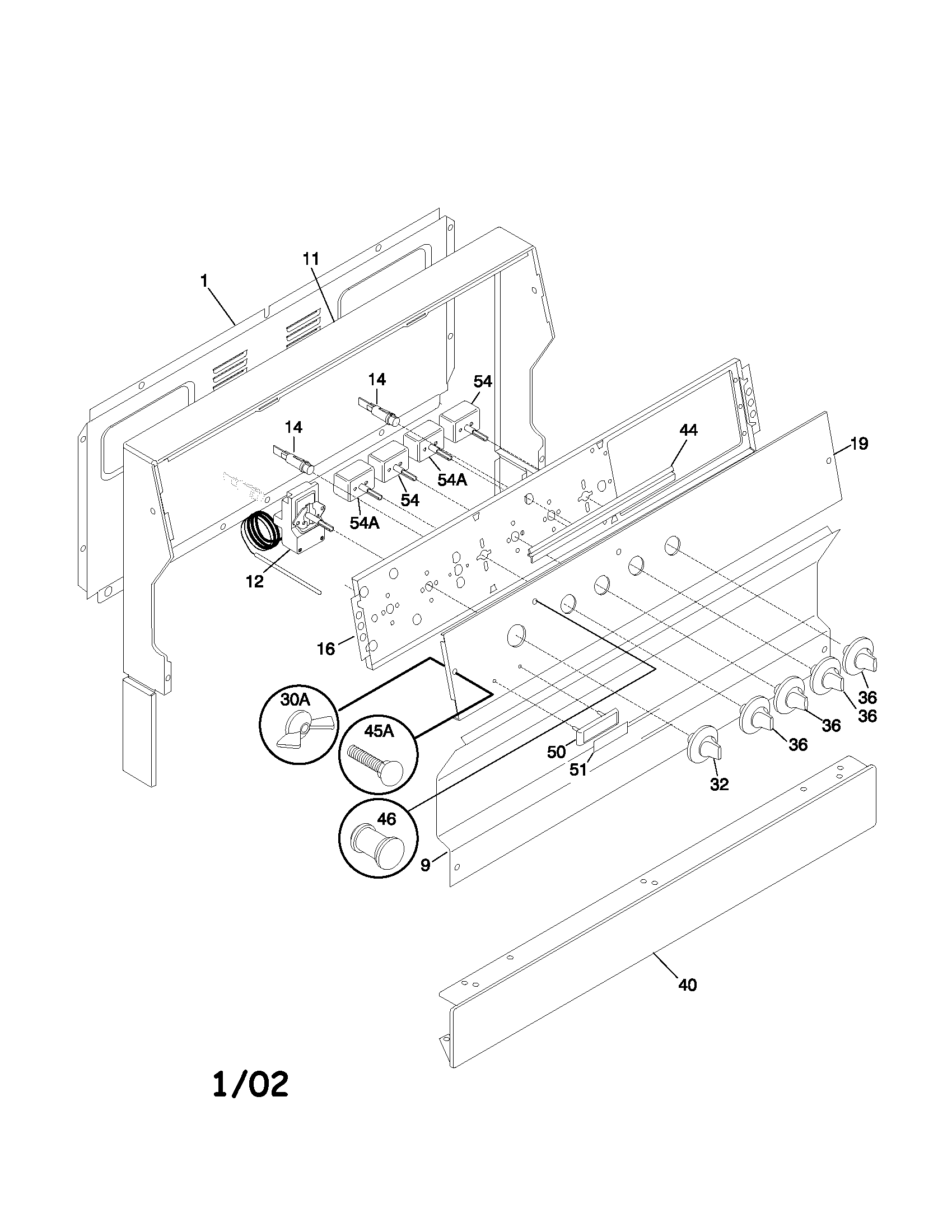 Frigidaire FEF305PHSC backguard diagram