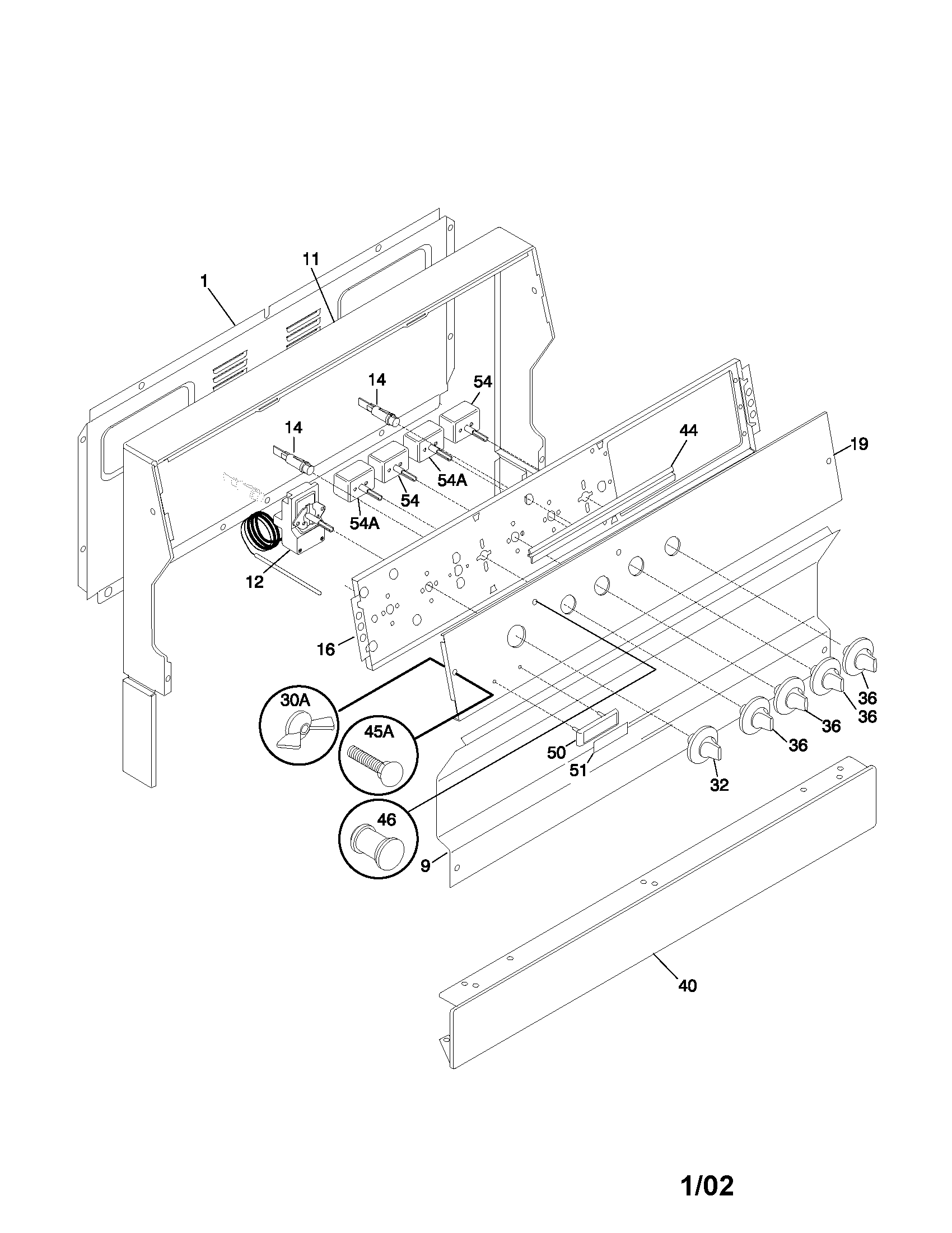 Frigidaire FEF305SHDC backguard diagram