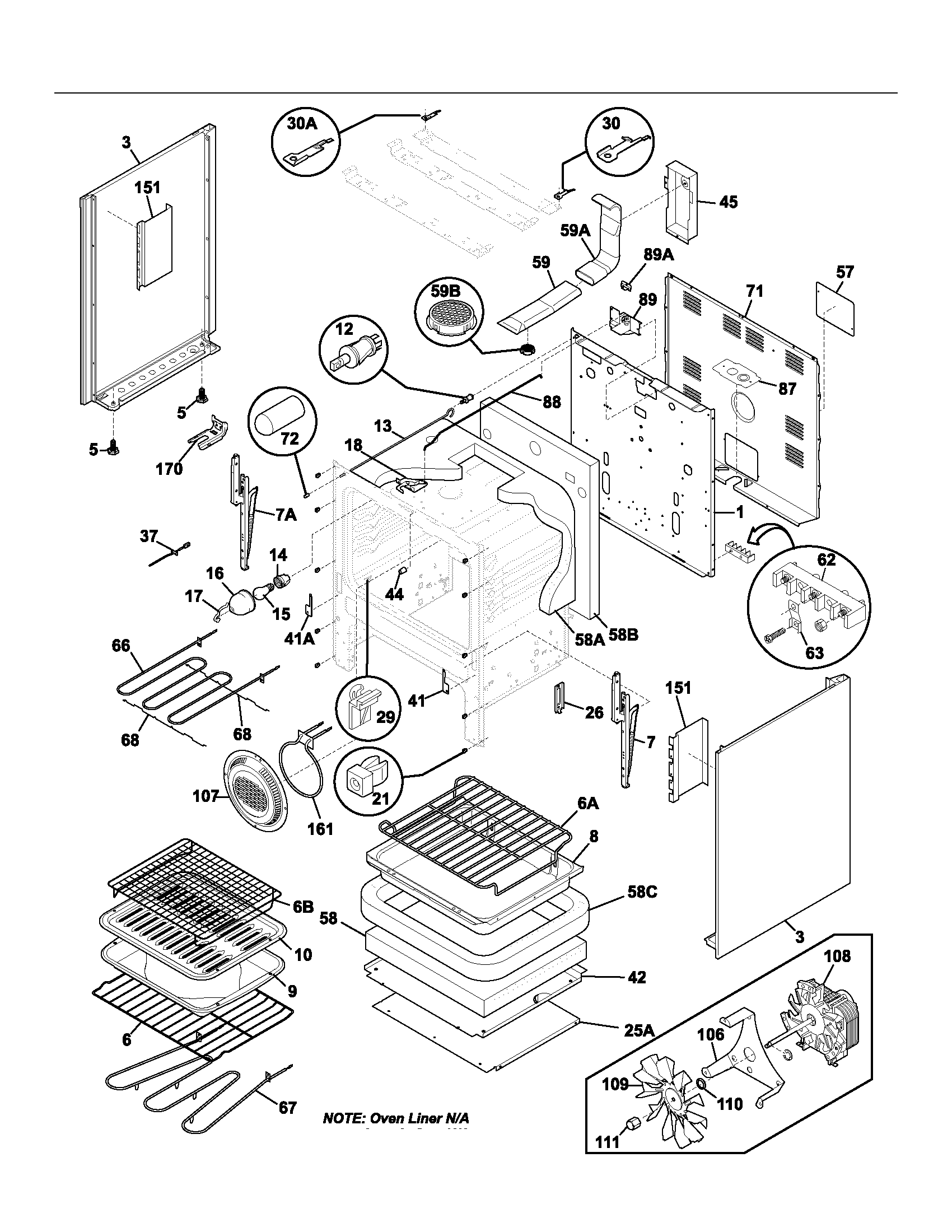 Frigidaire GLEF396ASA body diagram