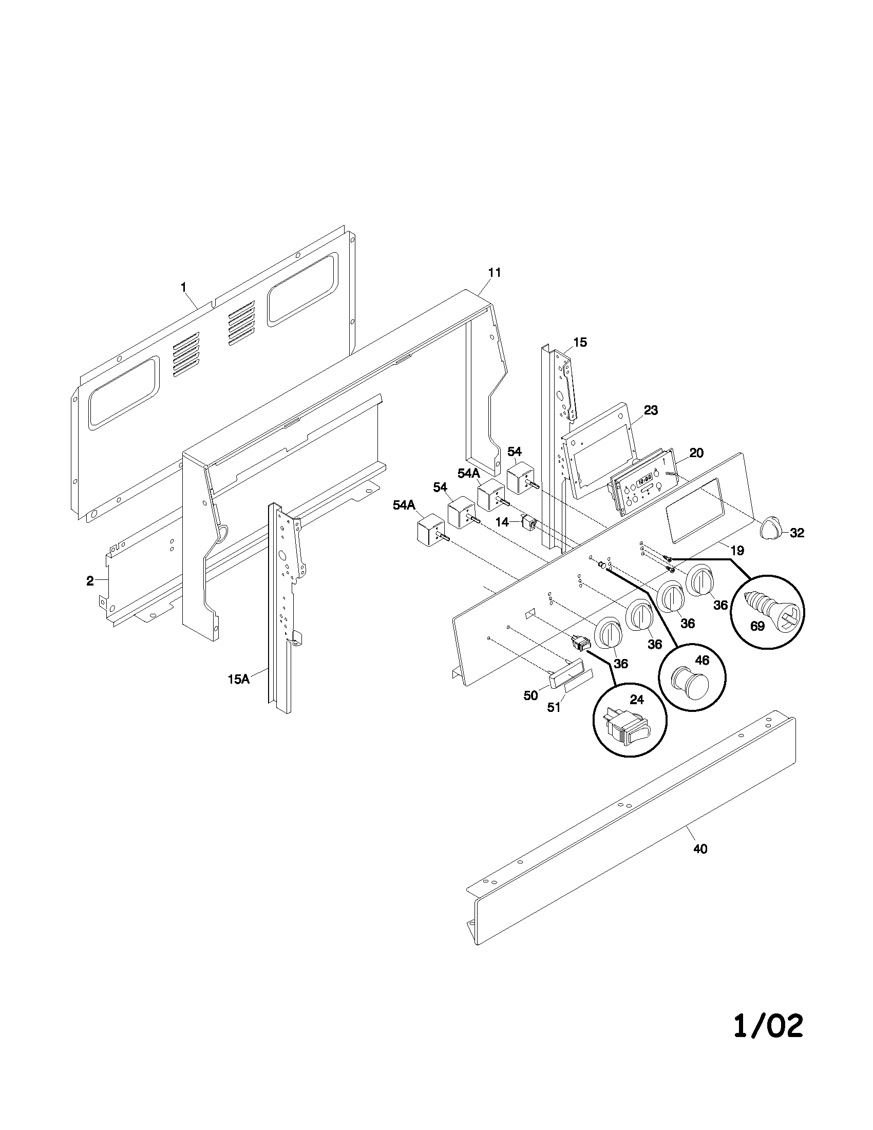 Universal/Multiflex (Frigidaire) MEF352BGWE backguard diagram