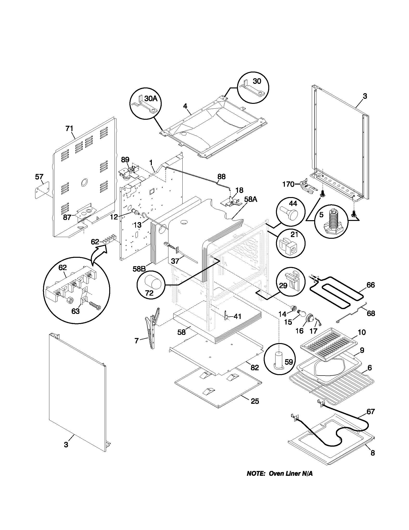Universal/Multiflex (Frigidaire) MEF352BGWE body diagram