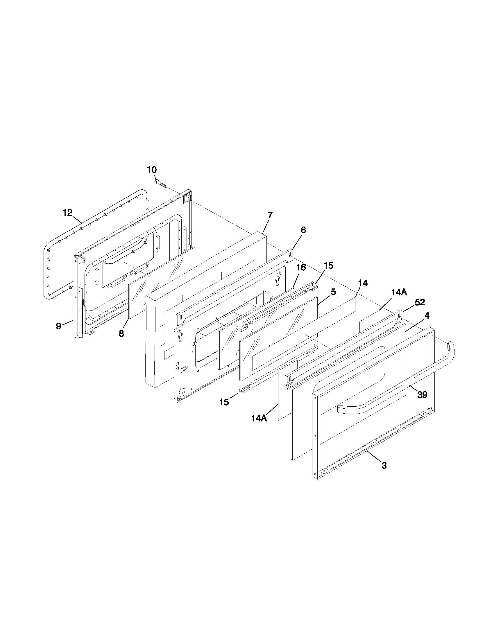 Universal/Multiflex (Frigidaire) MEF352BGWE door diagram