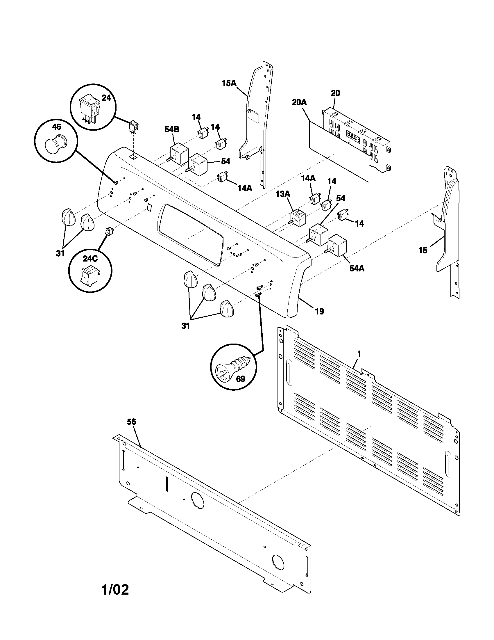 Frigidaire GLEF378ASD backguard diagram