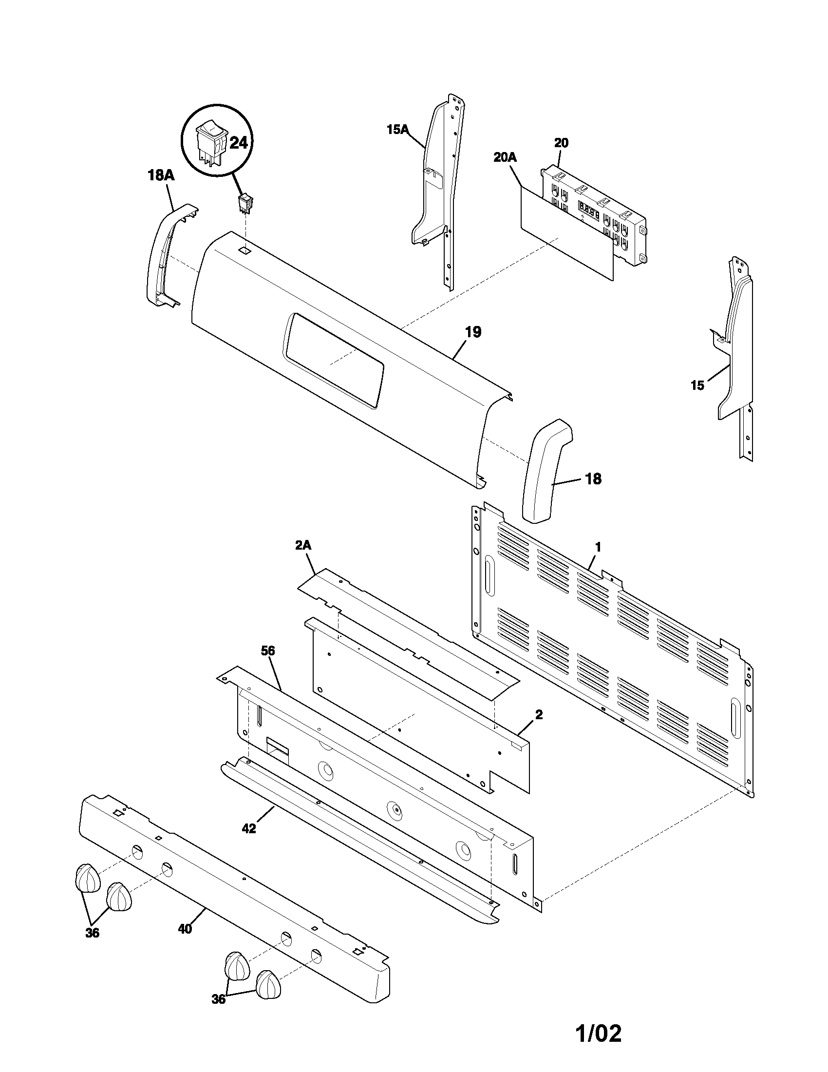 Frigidaire FGF355ASA backguard diagram